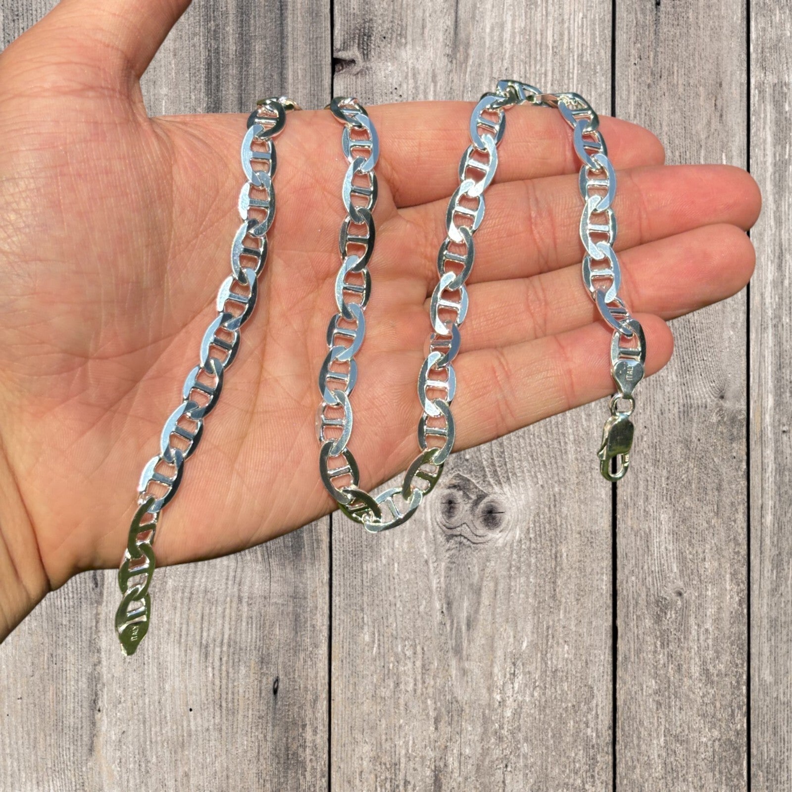 925 Sterling Silver 8mm Mariner Chain Necklace
