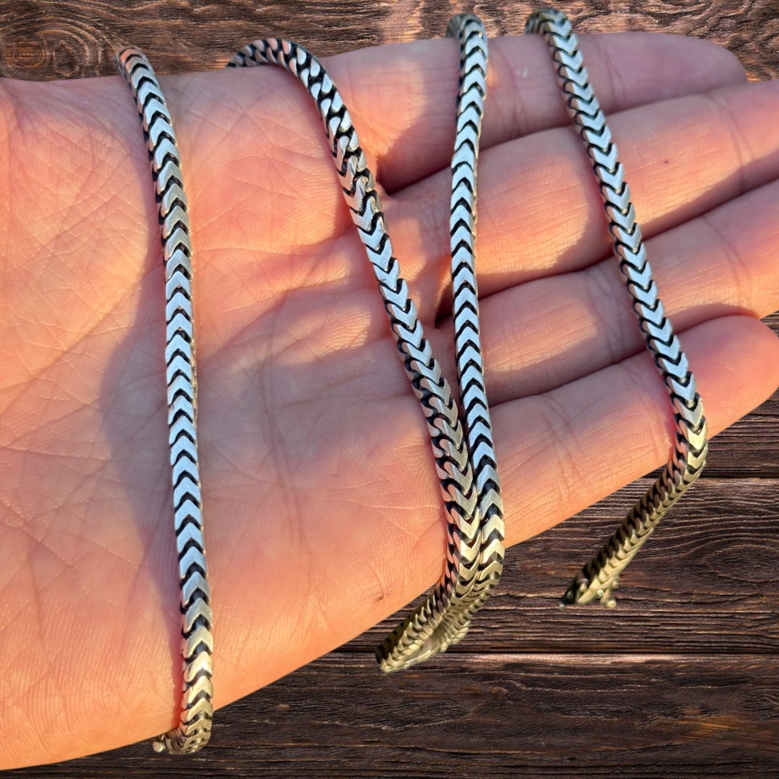 925 Sterling Silver 4mm Box Franco Chain Necklace