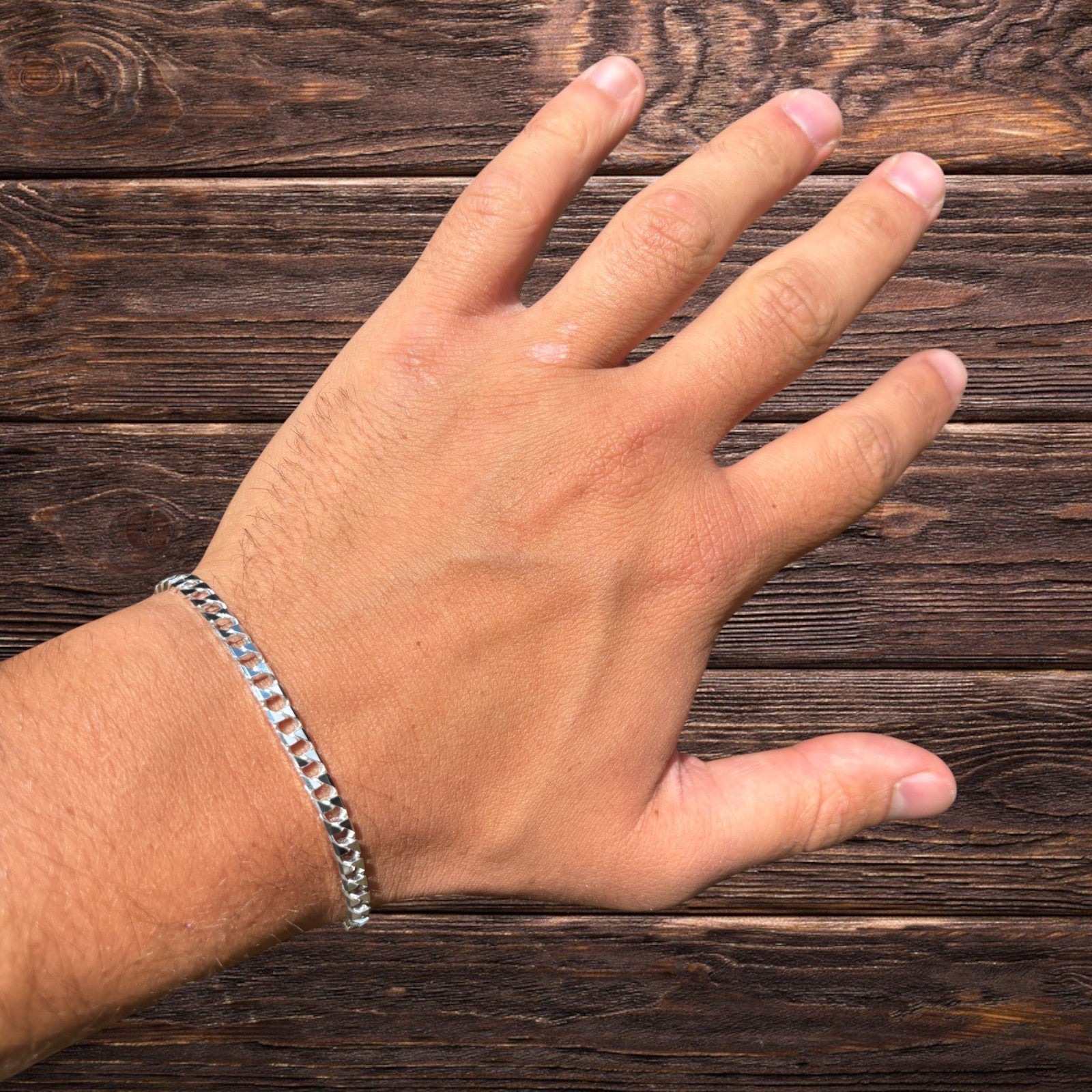 Bracelet gourmette carré en argent sterling 925 de 4 mm
