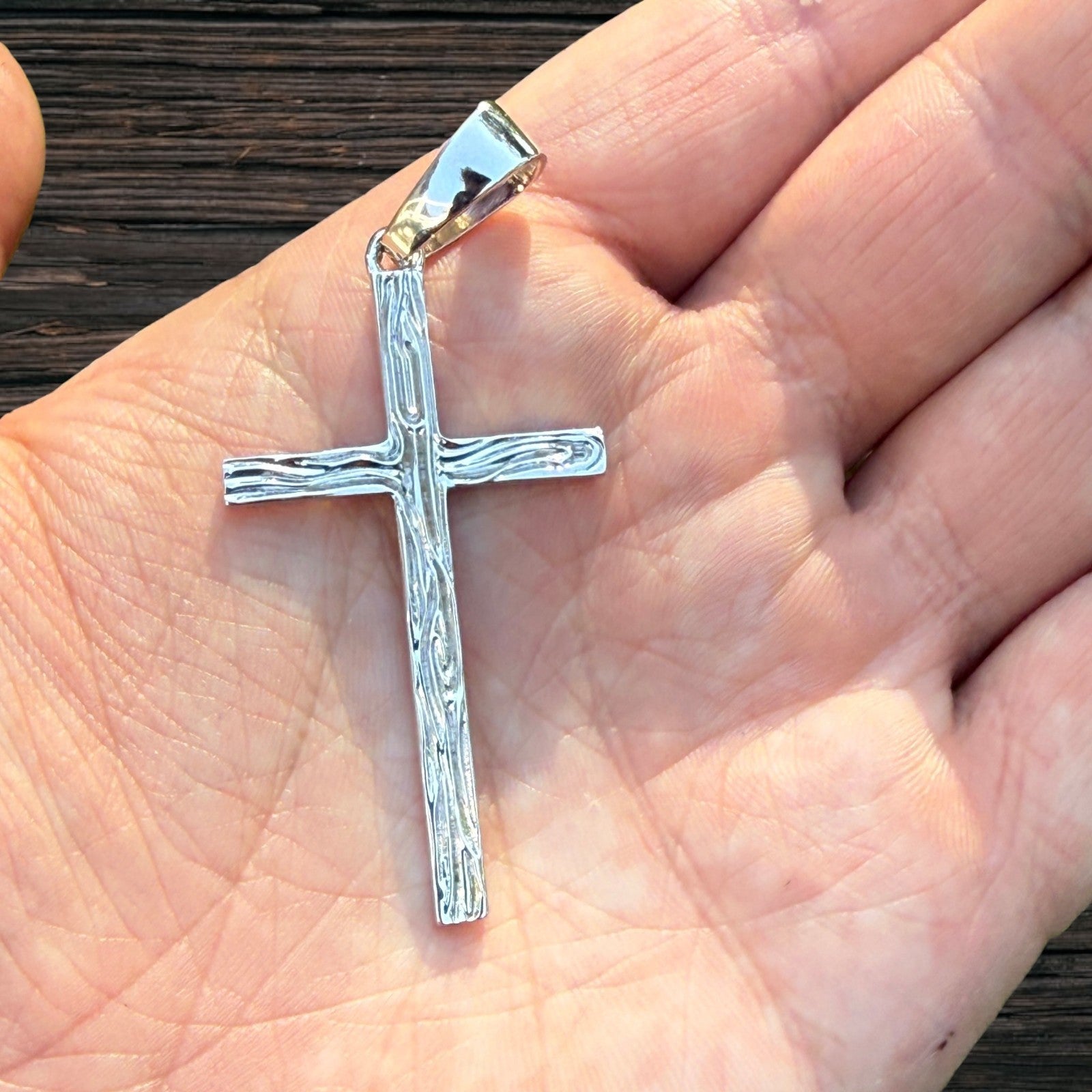 925 Sterling Silver Large Plain Classic Cross Pendant