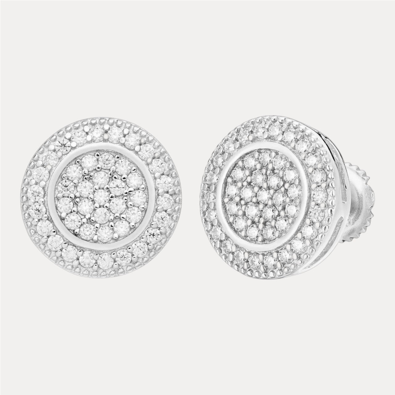 925 Sterling Silver 11mm Round Moissanite or CZ Stud Earrings 2.5ct TW