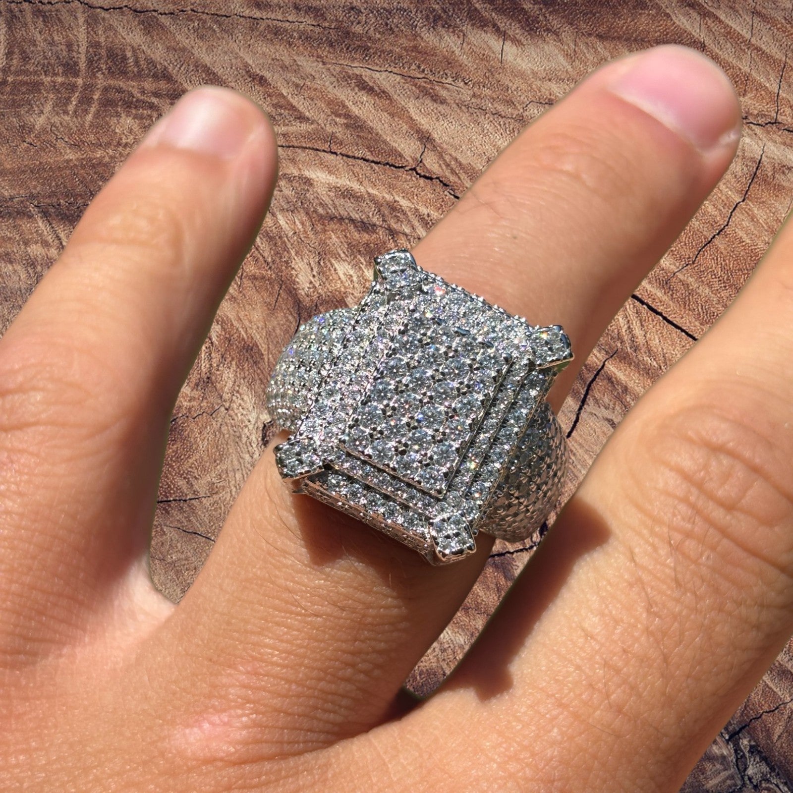 925 Sterling Silver Moissanite Cluster Ring