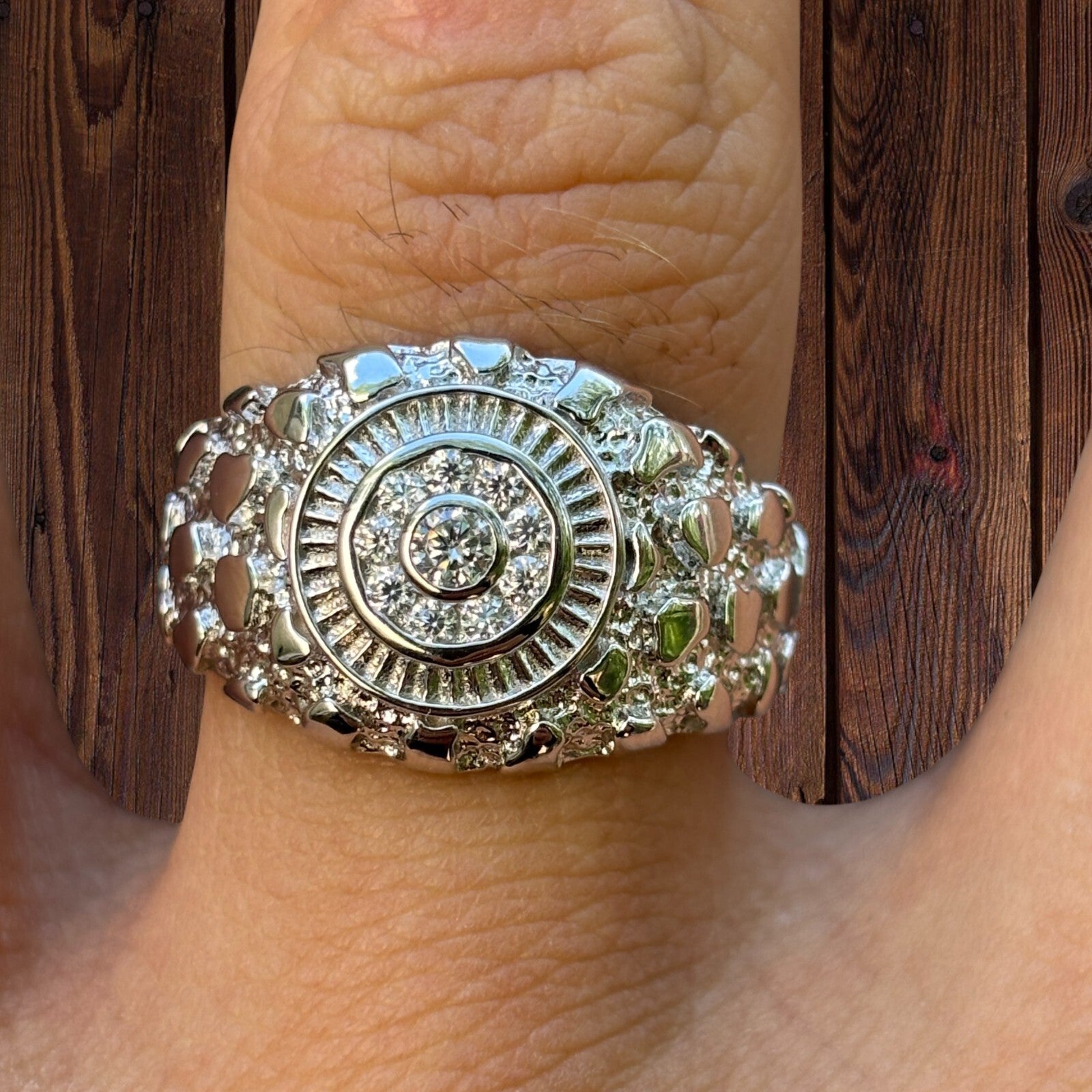 925 Sterling Silver Nugget Ring With Moissanite