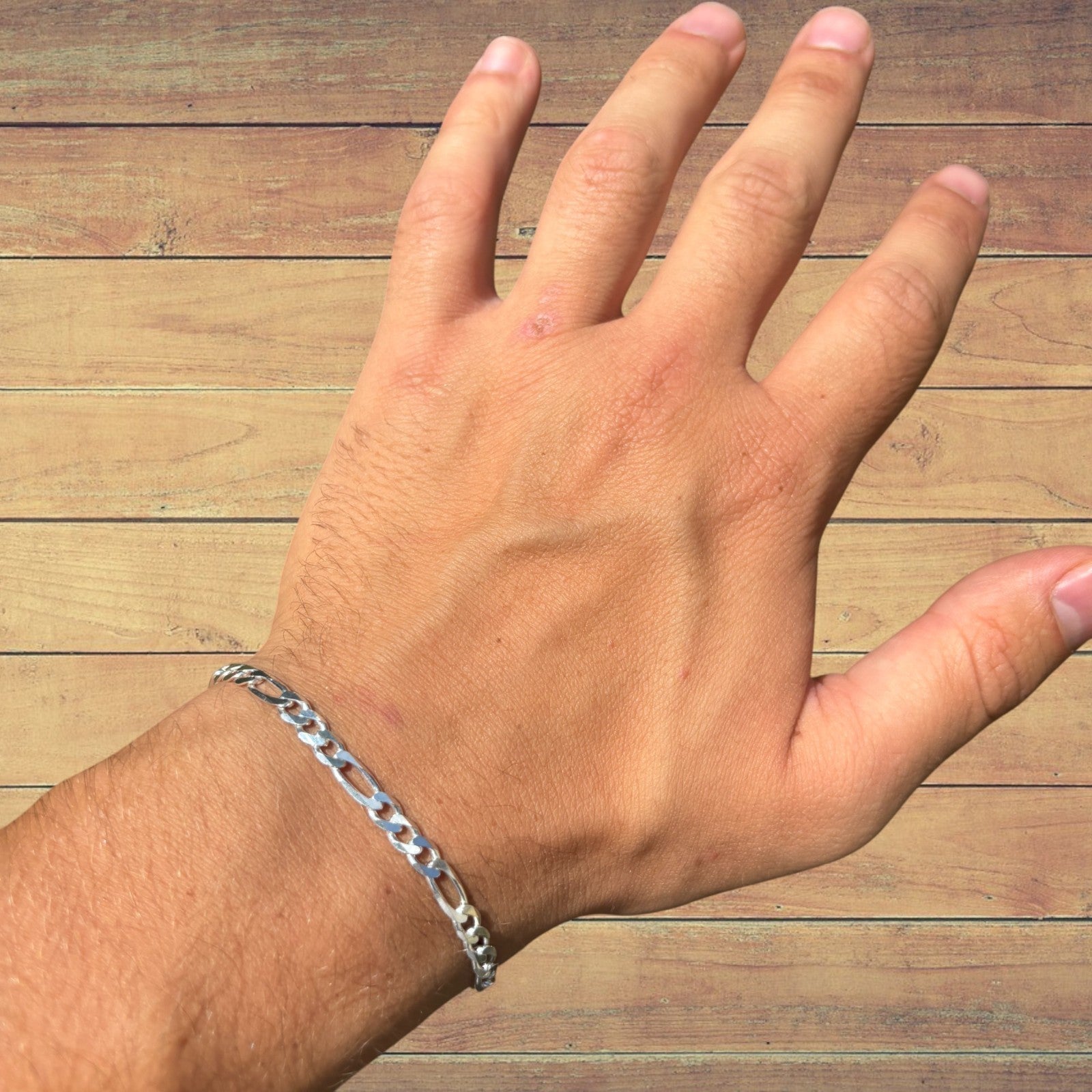 925 Sterling Silver 5mm Figaro Bracelet
