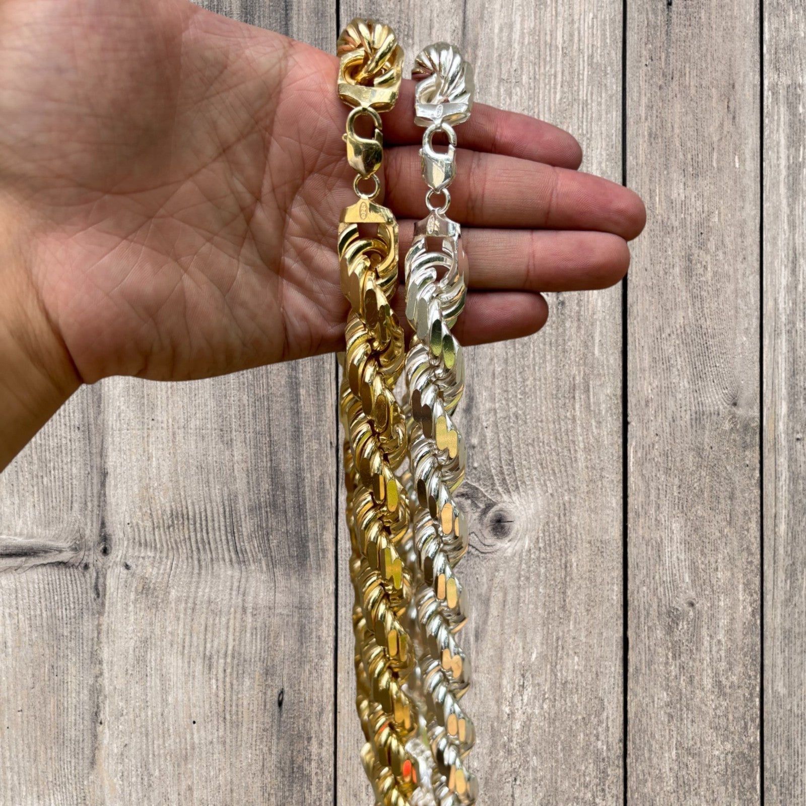 Collier en argent sterling 925 avec chaîne en corde taillée en diamant de 16 mm