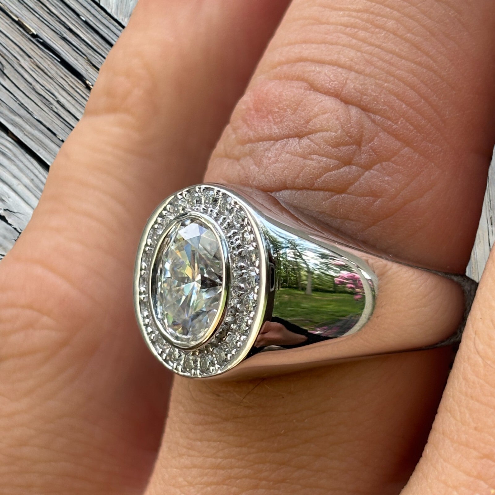 925 Sterling Silver Oval Cut Ring With Moissanite