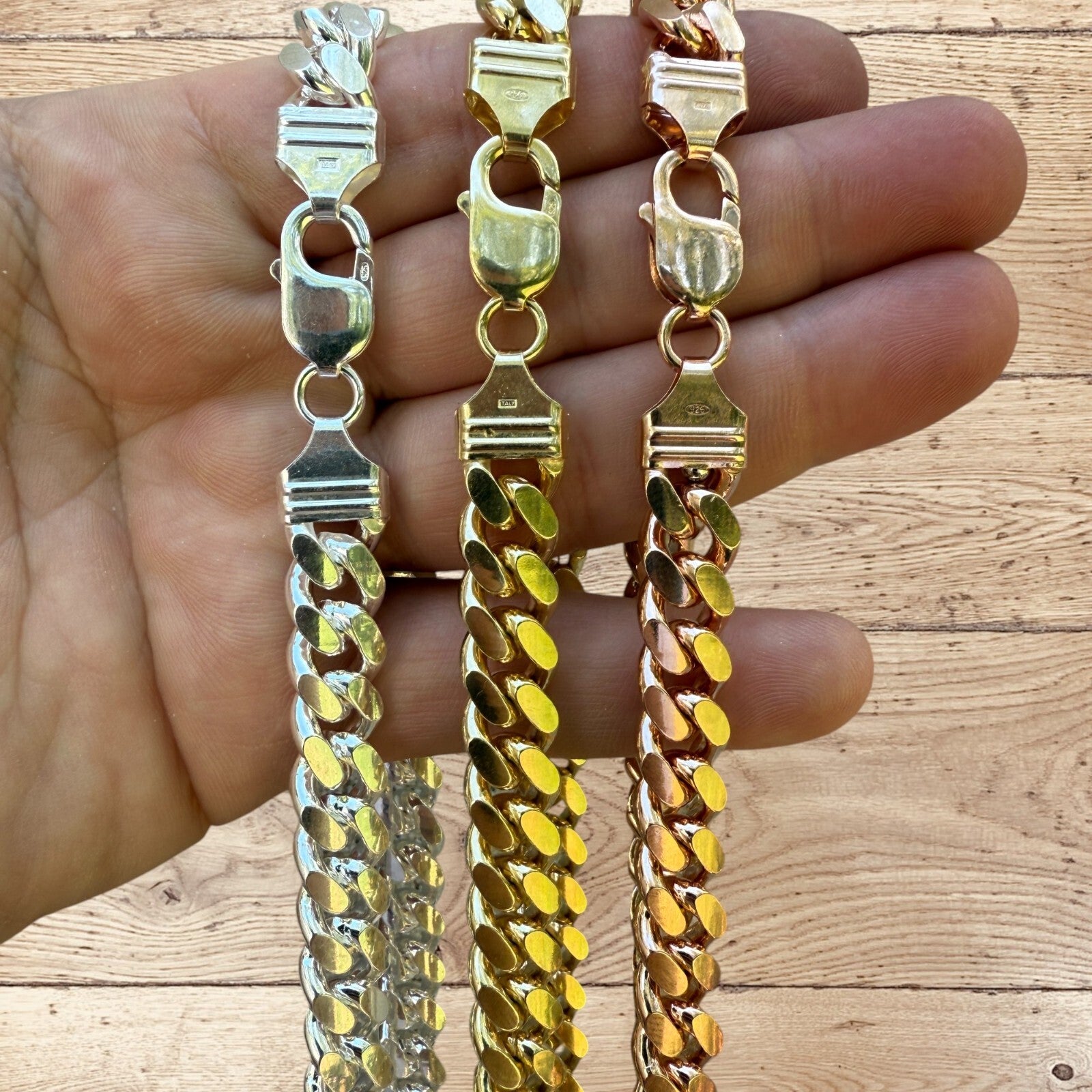Collier en argent sterling 925 avec chaîne Miami Cuban de 10 mm