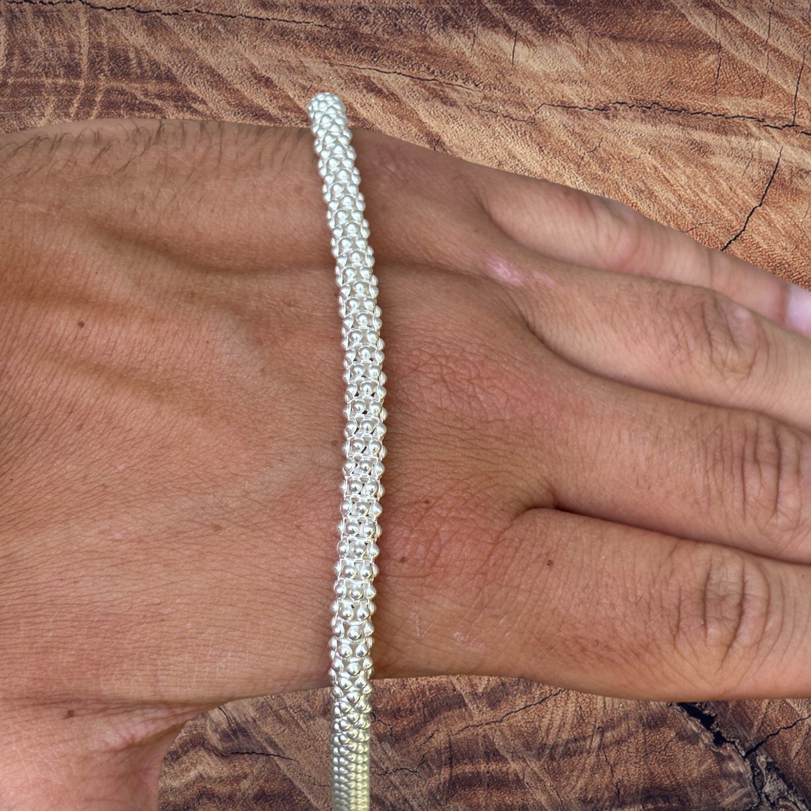 Collier à maillons Popcorn Ice en argent sterling 925 de 6 mm