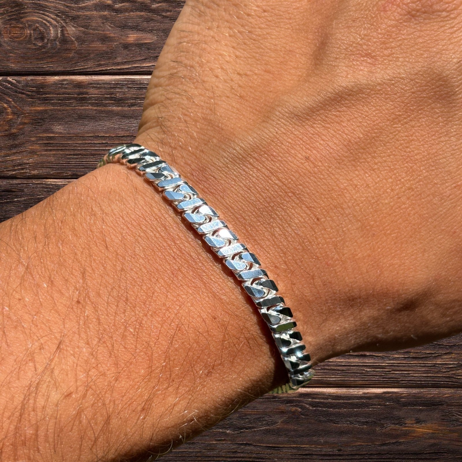 925 Sterling Silver 6mm Dollar Link Bracelet
