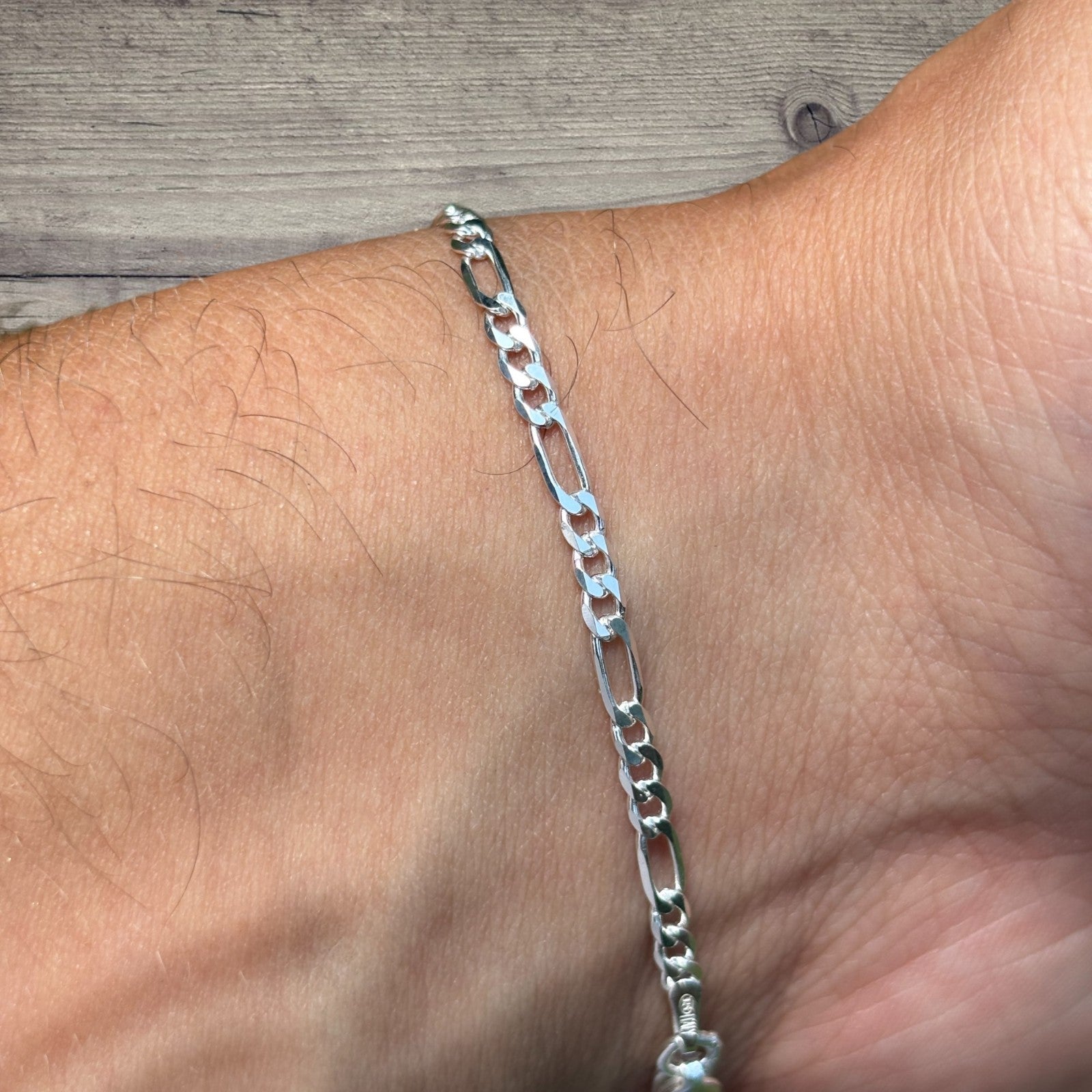 925 Sterling Silver 2.5mm Figaro Bracelet