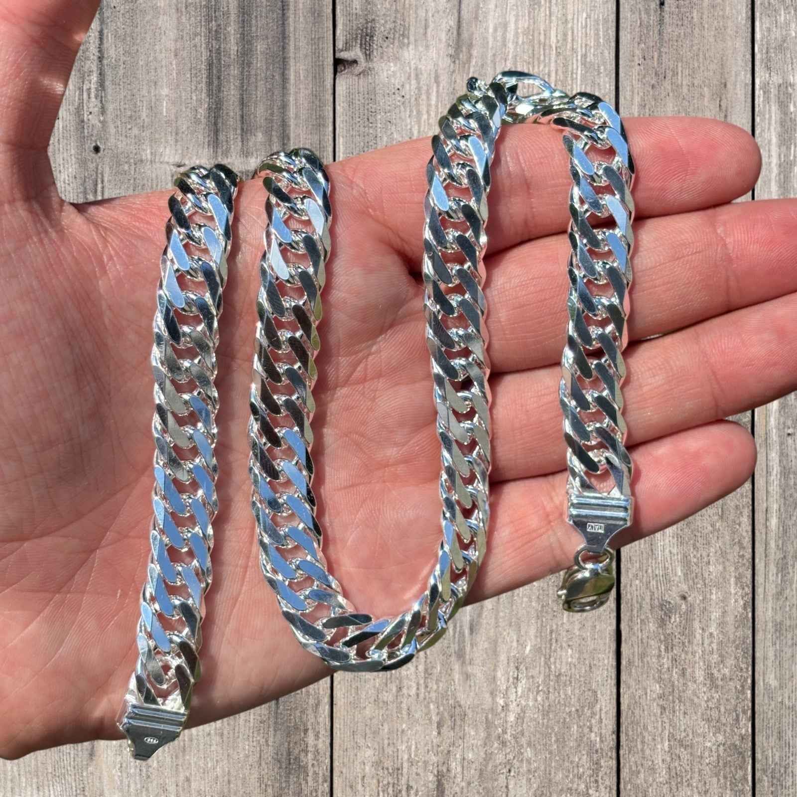 Collar de cadena doble de 12 mm en plata de ley 925