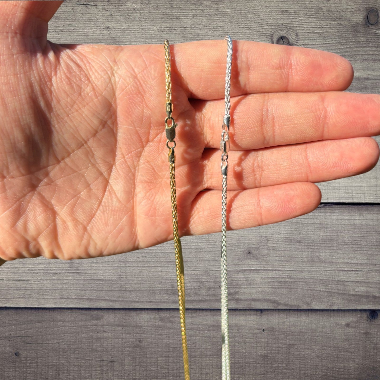 925 Sterling Silver 2mm Wheat Chain Necklace