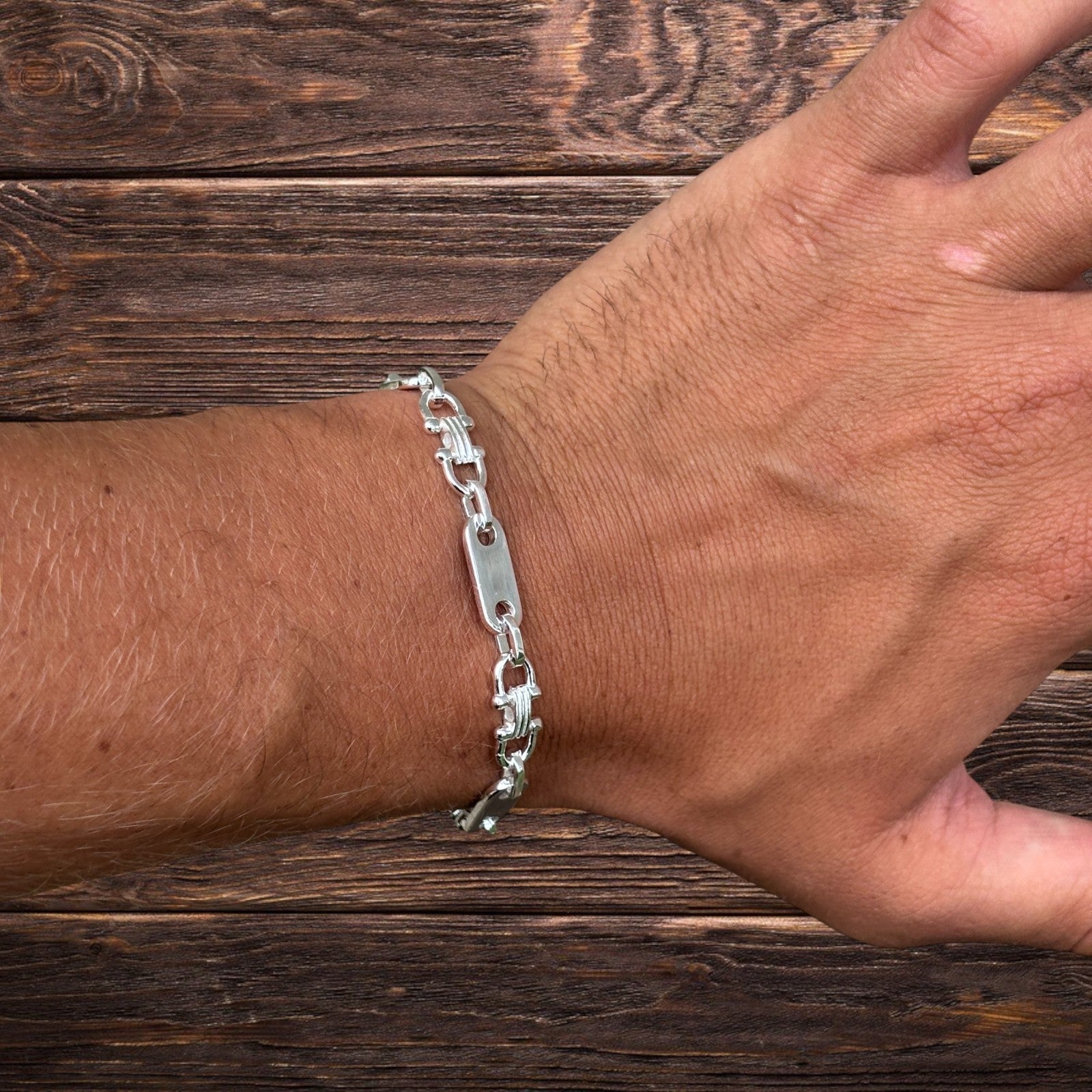 Bracelet à maillons Ferragamo personnalisé en argent sterling 925 de 7,5 mm