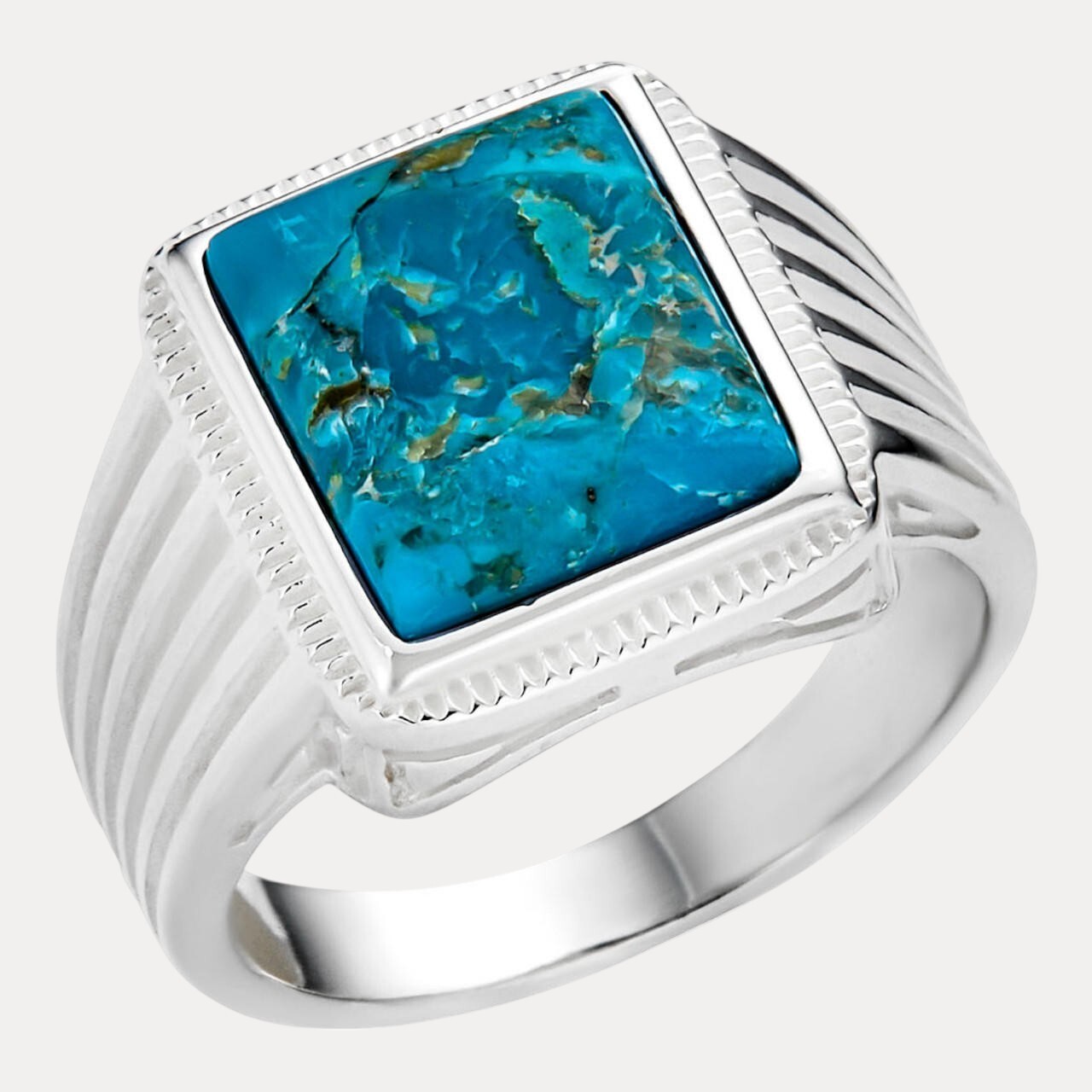 925 Sterling Silver Square Blue Turquoise Ring – ITALIA Chains 925 Sterling Silver Square Blue Turquoise Ring – ITALIA Chains