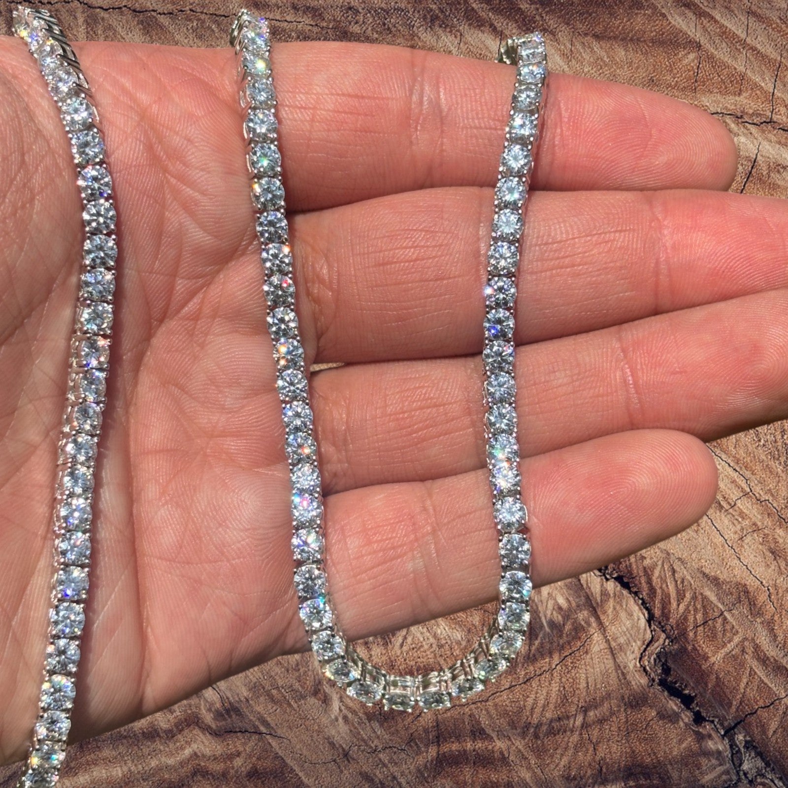 Collier chaîne tennis en argent sterling 925 de 4 mm avec zircone cubique ou moissanite