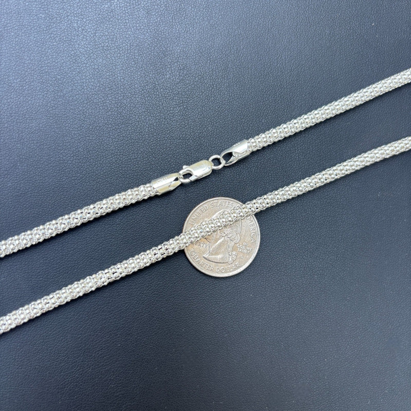 925 Sterling Silver 4mm Popcorn Ice Link Chain Necklace