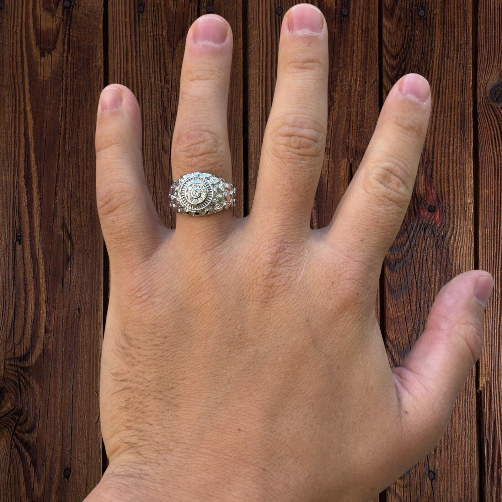 925 Sterling Silver Nugget Ring With Moissanite