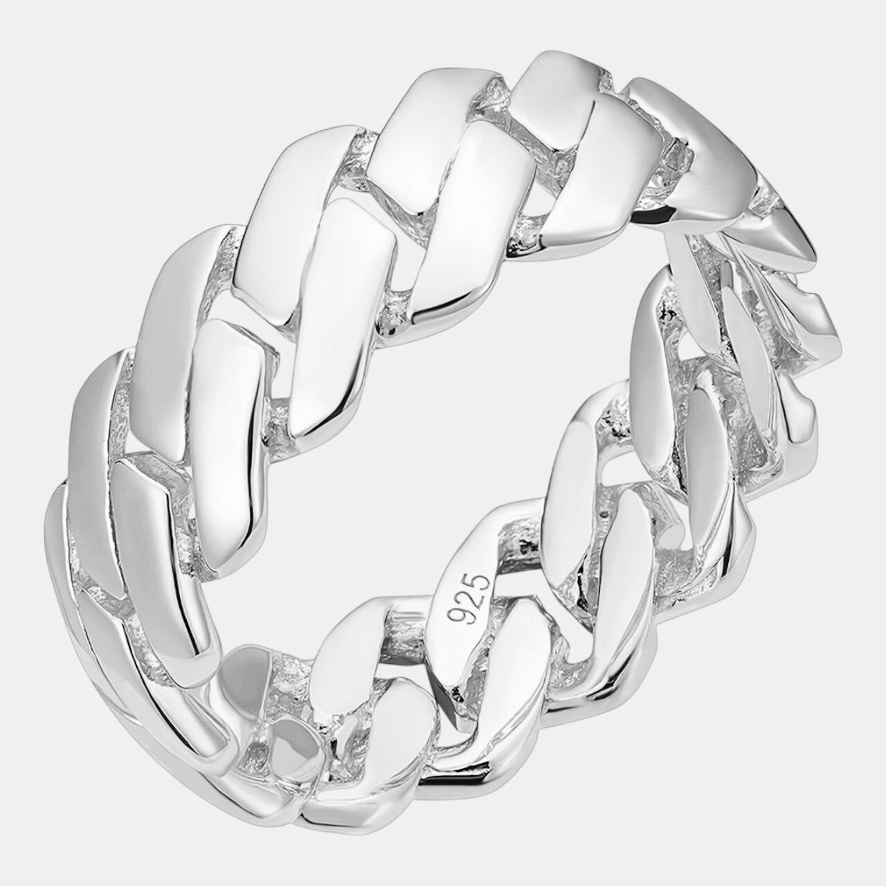 925 Sterling Silver Prong Cuban Ring