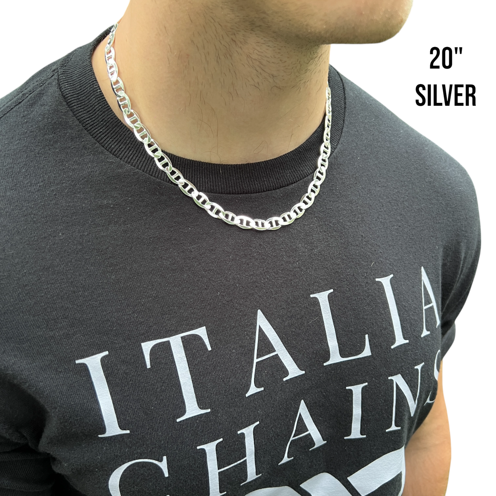 925 Sterling Silver 8mm Mariner Chain Necklace