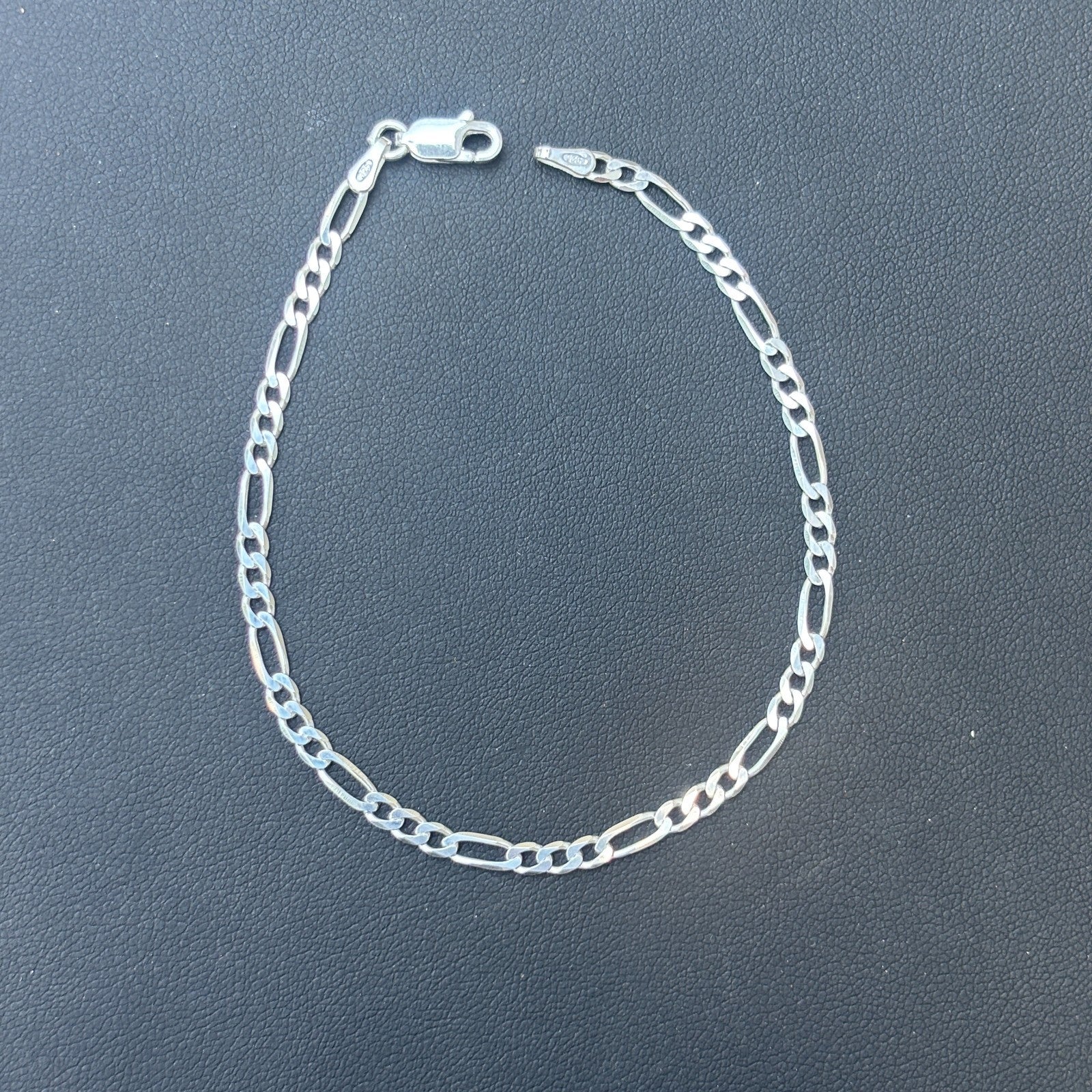 925 Sterling Silver 3mm Figaro Bracelet
