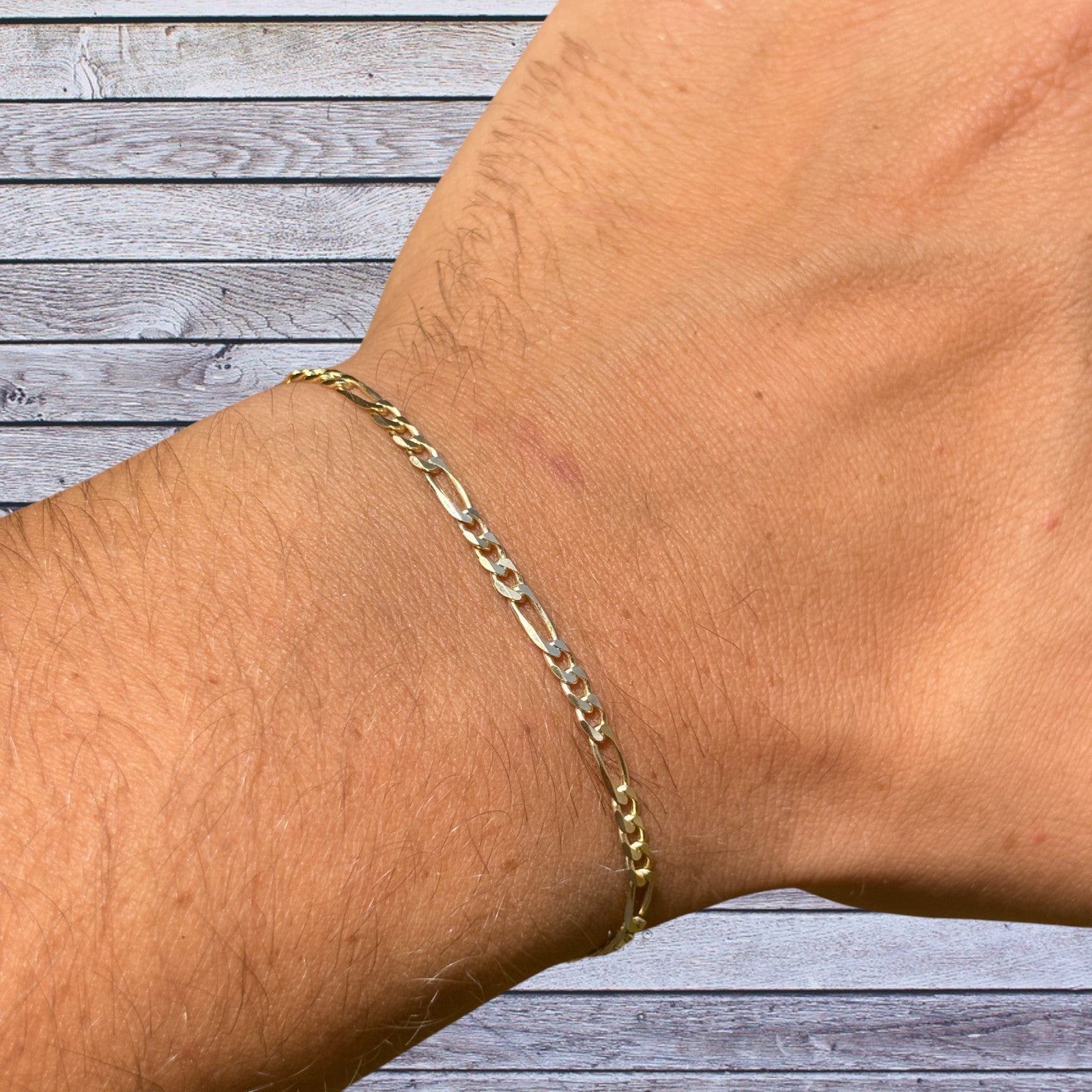 925 Sterling Silver 3mm Figaro Bracelet