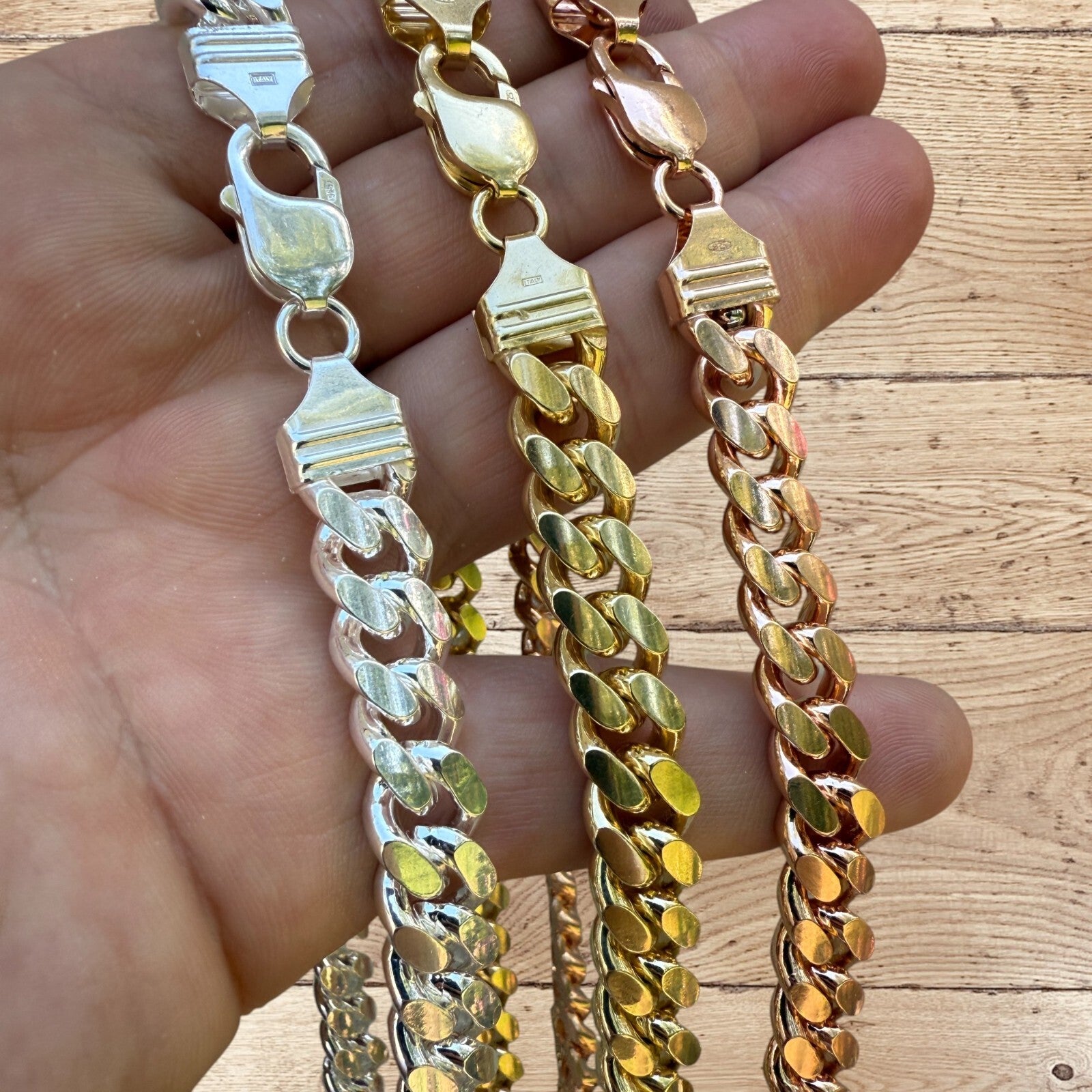 Collier en argent sterling 925 avec chaîne Miami Cuban de 10 mm