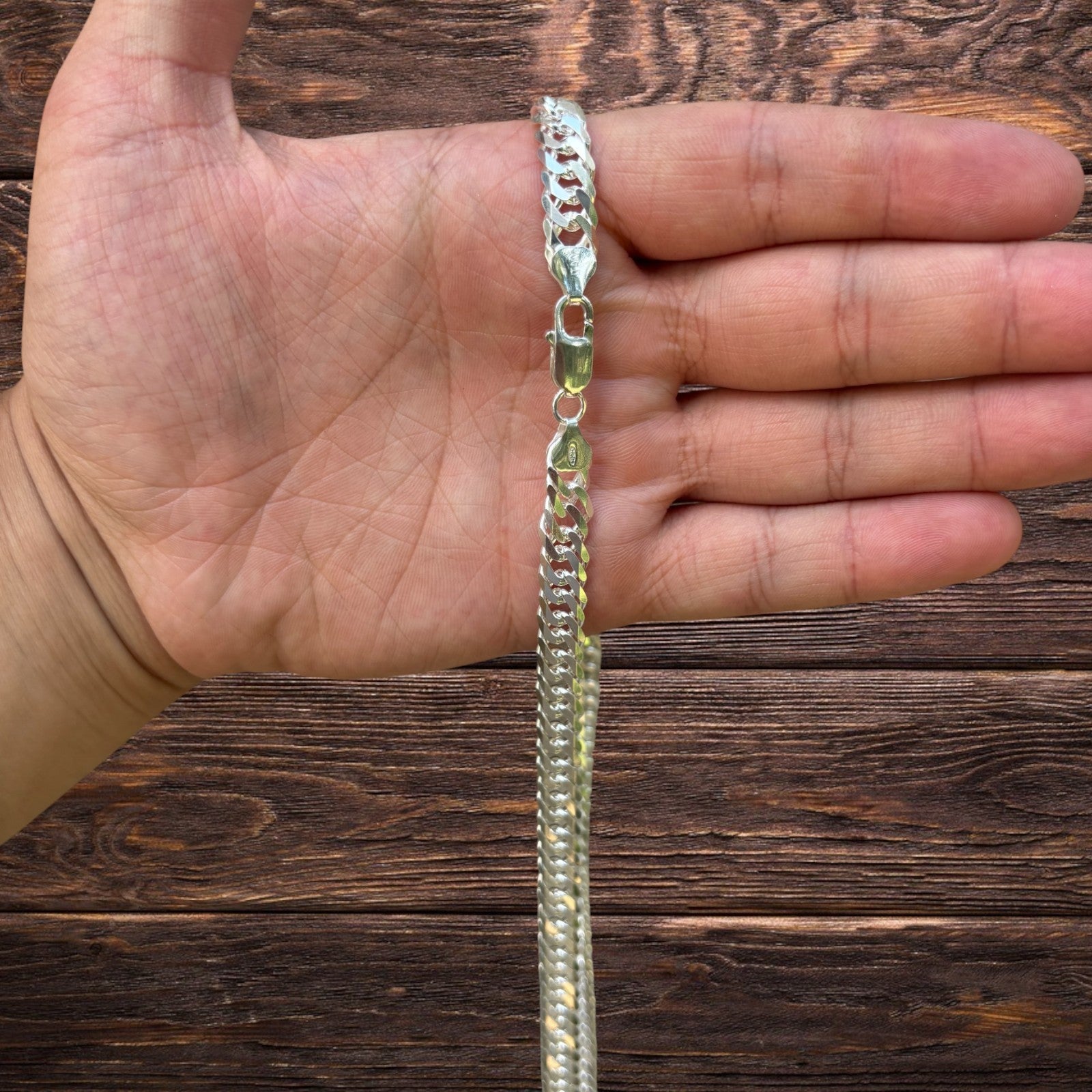Collier à double chaîne gourmette de 8 mm en argent sterling 925