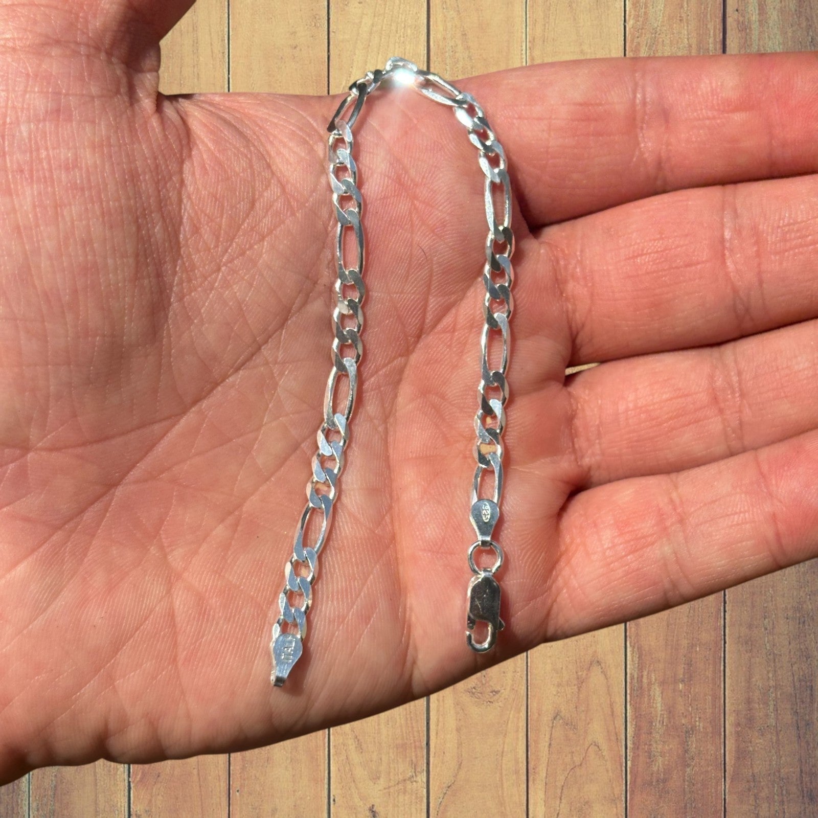 925 Sterling Silver 5mm Figaro Bracelet