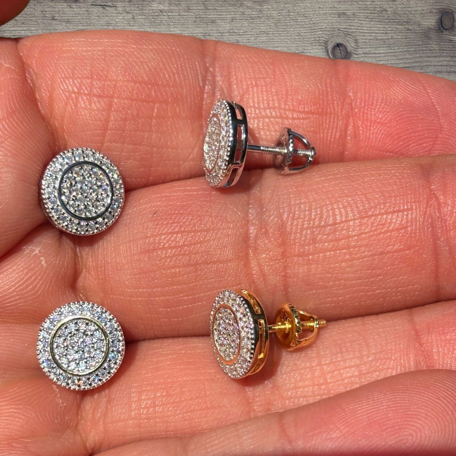 925 Sterling Silver 11mm Round Moissanite or CZ Stud Earrings 2.5ct TW