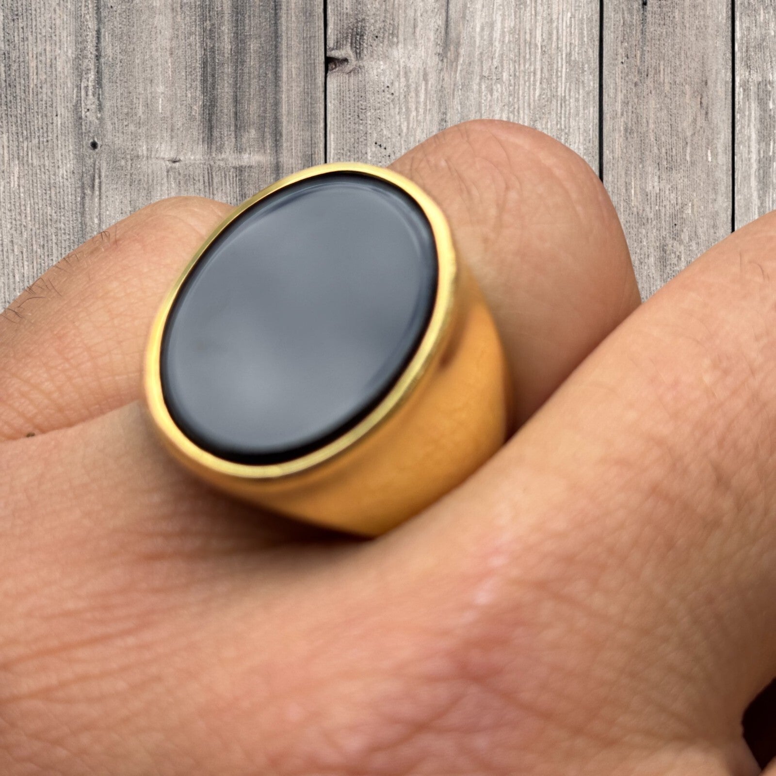 925 Sterling Silver Oval Black Onyx Ring
