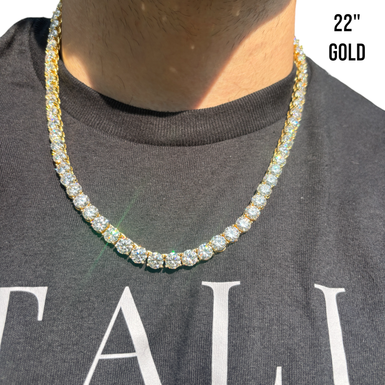 Collier chaîne tennis 7 mm en argent sterling 925 avec zircone cubique ou moissanite