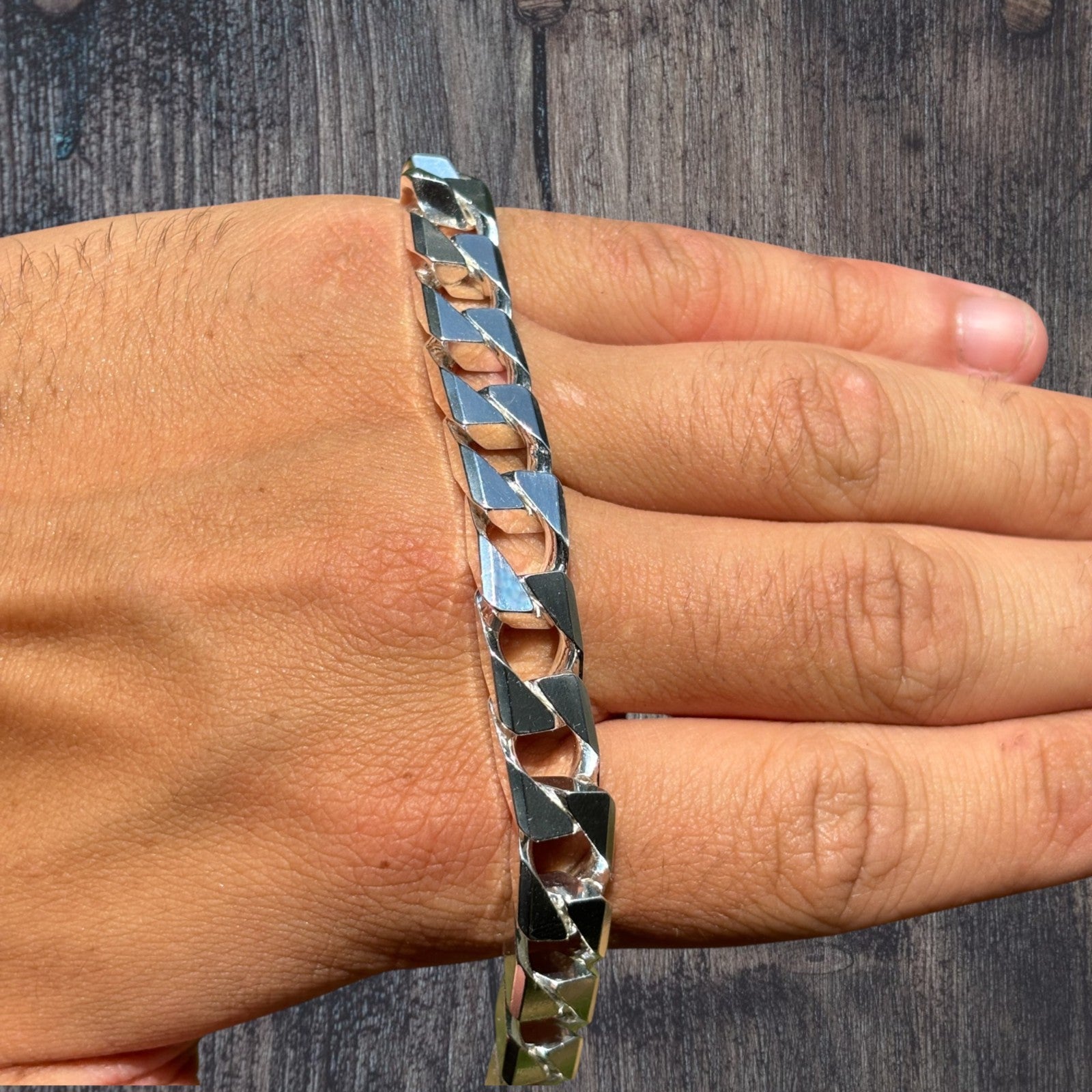 925 Sterling Silver 10mm Square Curb Chain Necklace