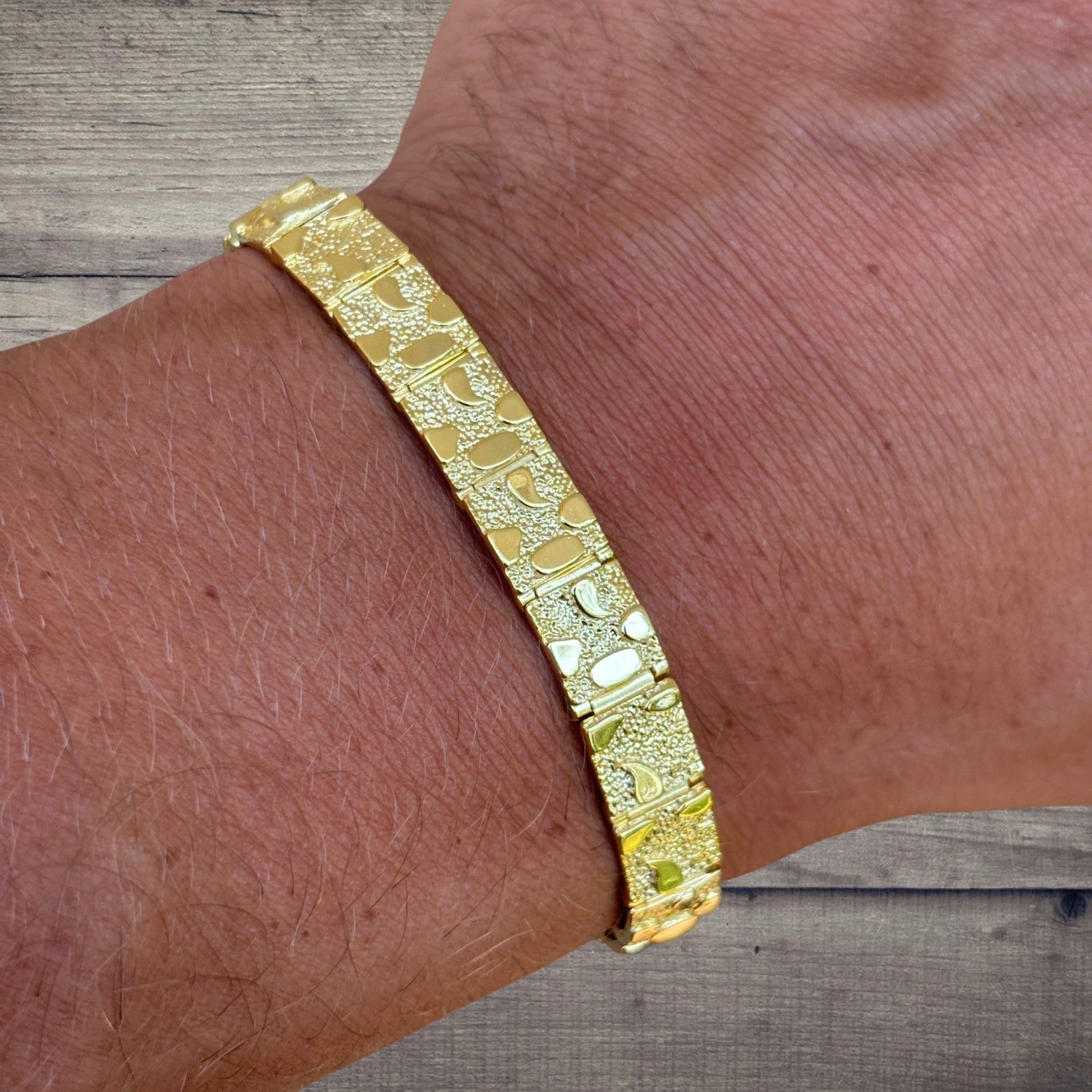 Bracelet à maillons pépites personnalisé en argent sterling 925 de 8 mm