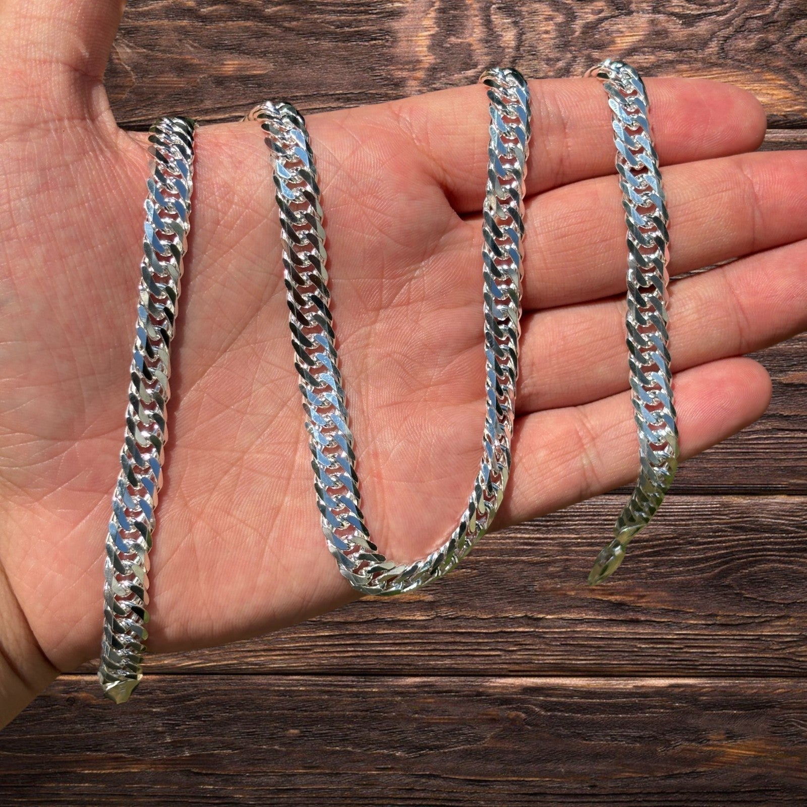 Collier à double chaîne gourmette de 8 mm en argent sterling 925