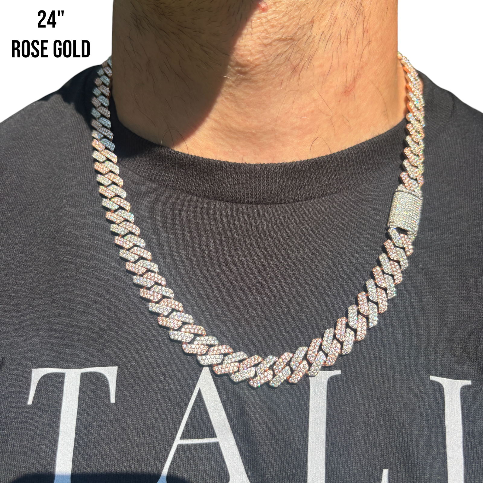 925 Sterling Silver 12mm Moissanite Miami Cuban Prong Chain Necklace