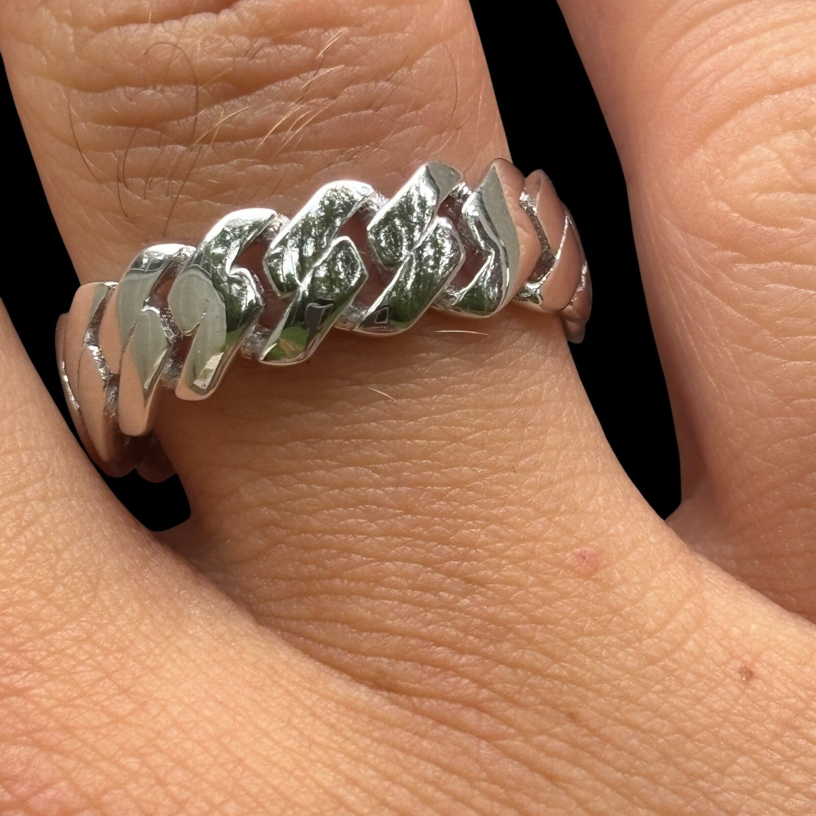 925 Sterling Silver Prong Cuban Ring