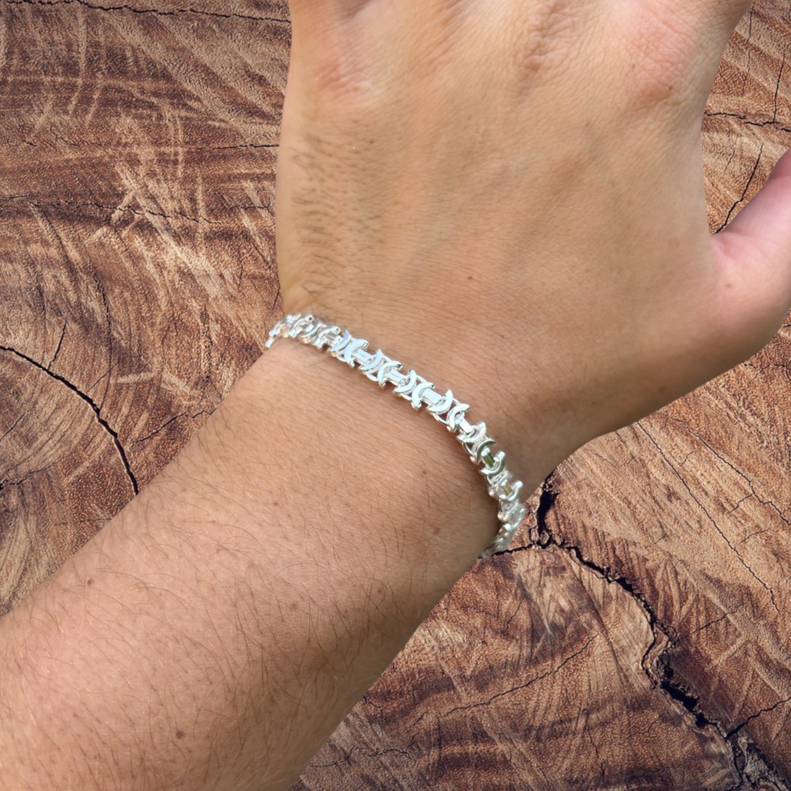 925 Sterling Silver 6mm Flat Byzantine Bracelet