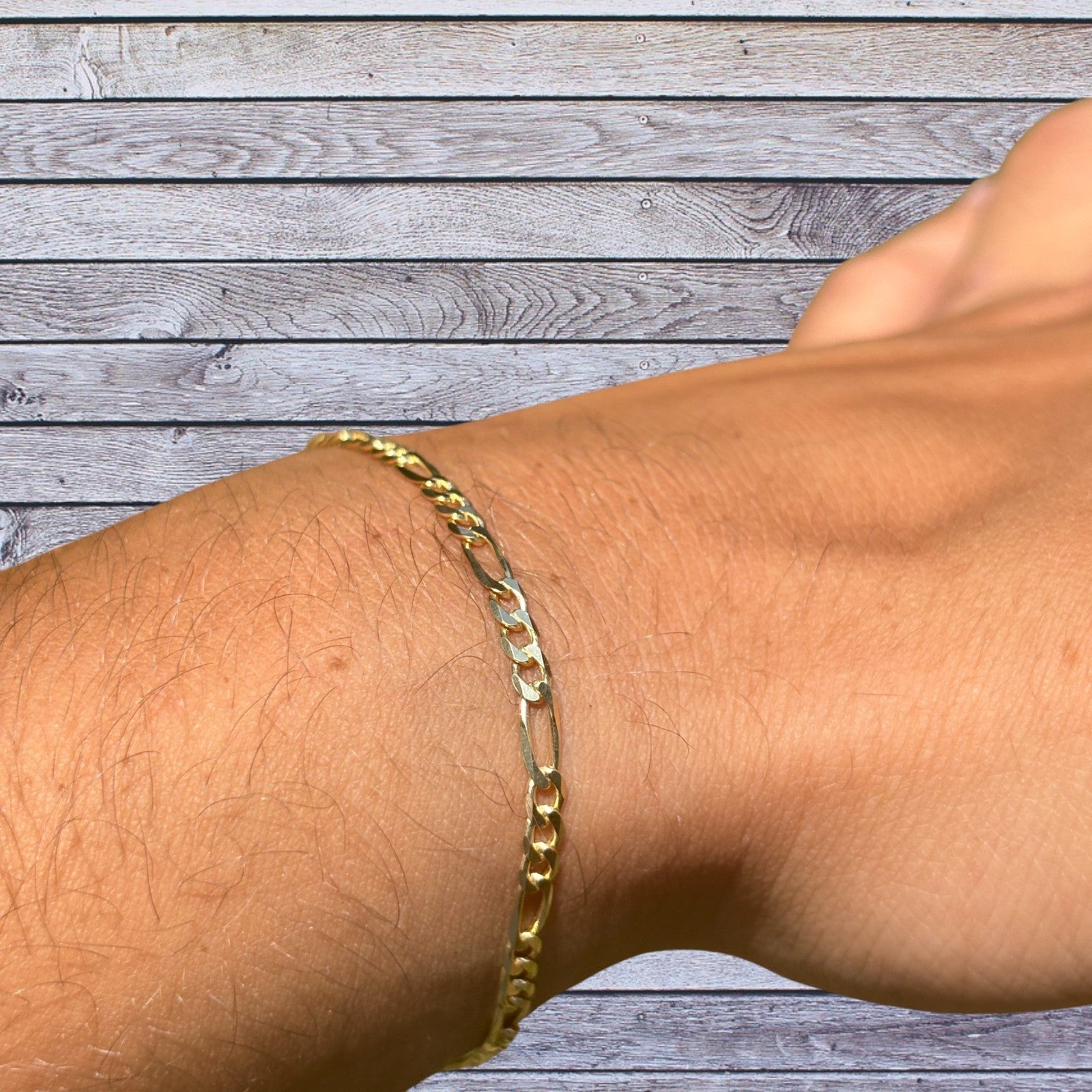 925 Sterling Silver 3mm Figaro Bracelet