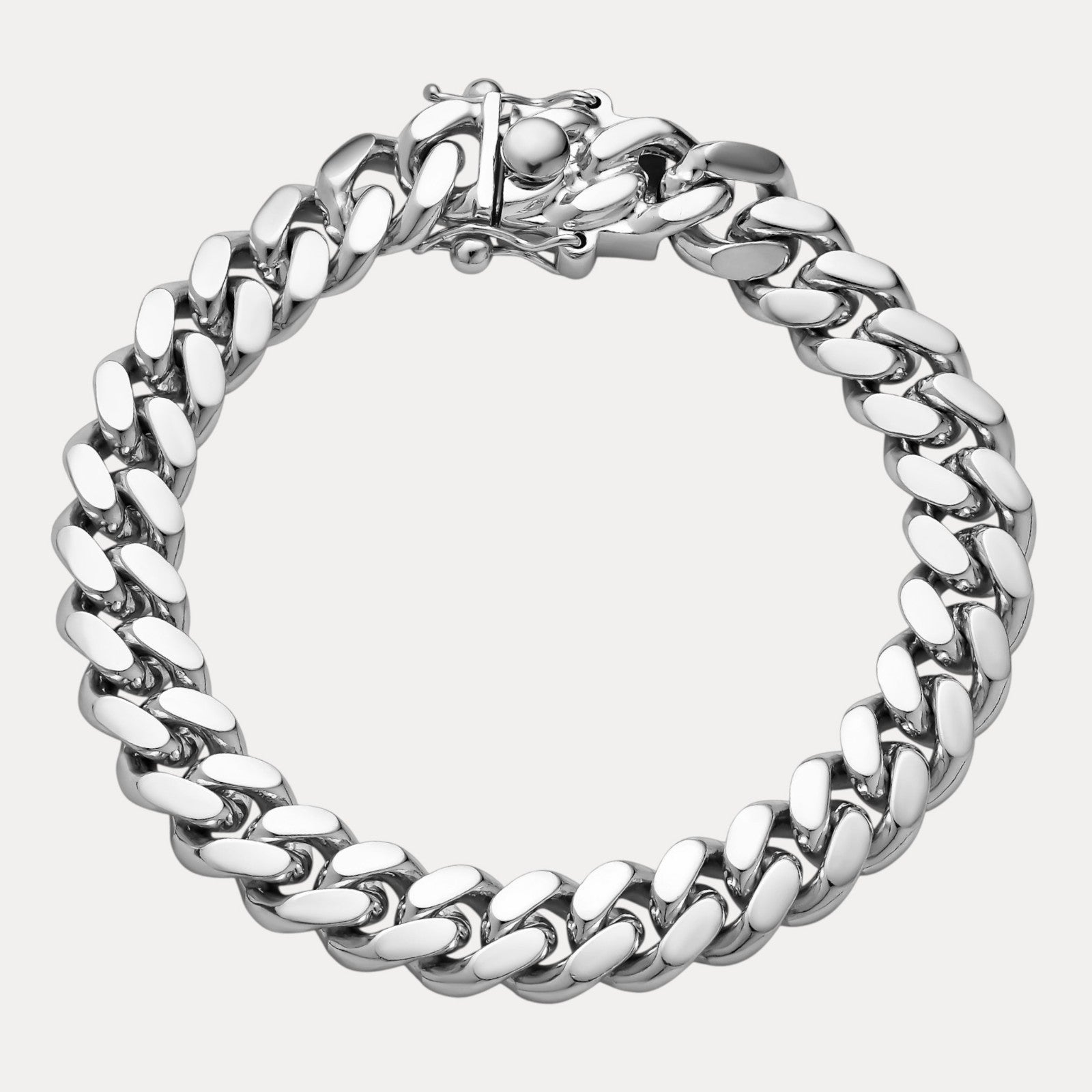 Solid 925 Sterling Silver Miami Cuban Link Chain Bracelet – 10mm Wide (All Sizes, 17.5cm Length)