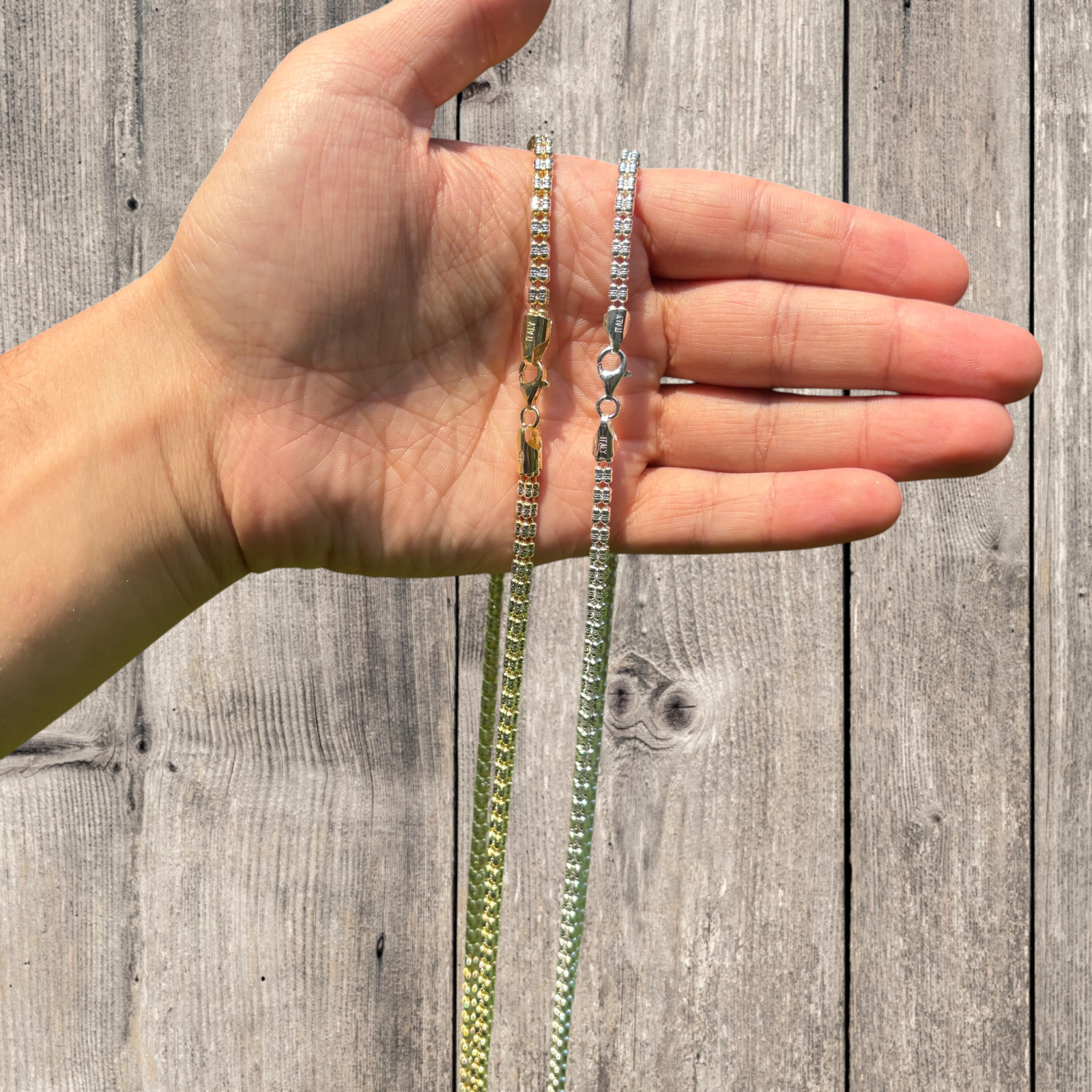 925 Sterling Silver 4-Link Ice Chain Necklace