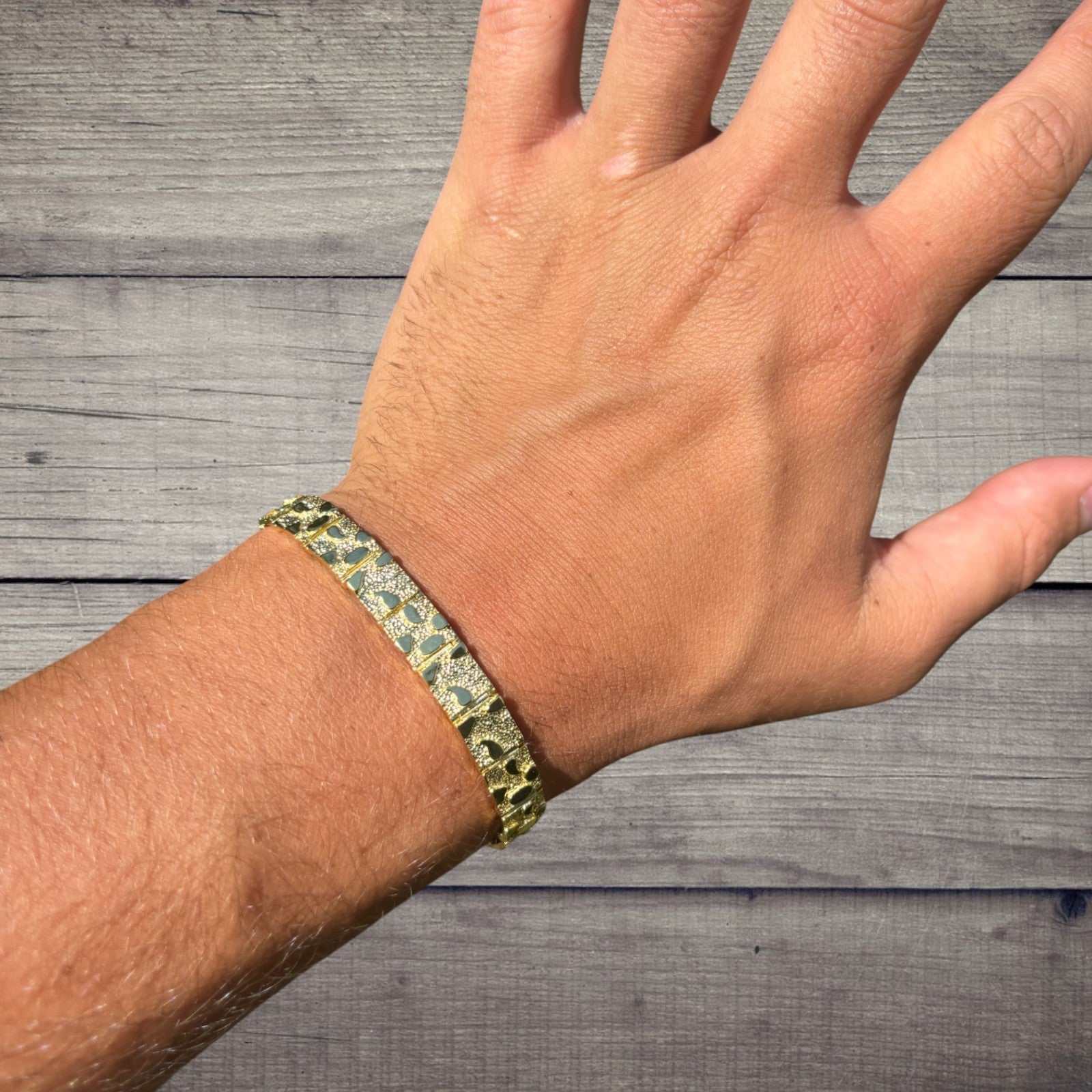 Bracelet à maillons pépites personnalisé en argent sterling 925 de 8 mm