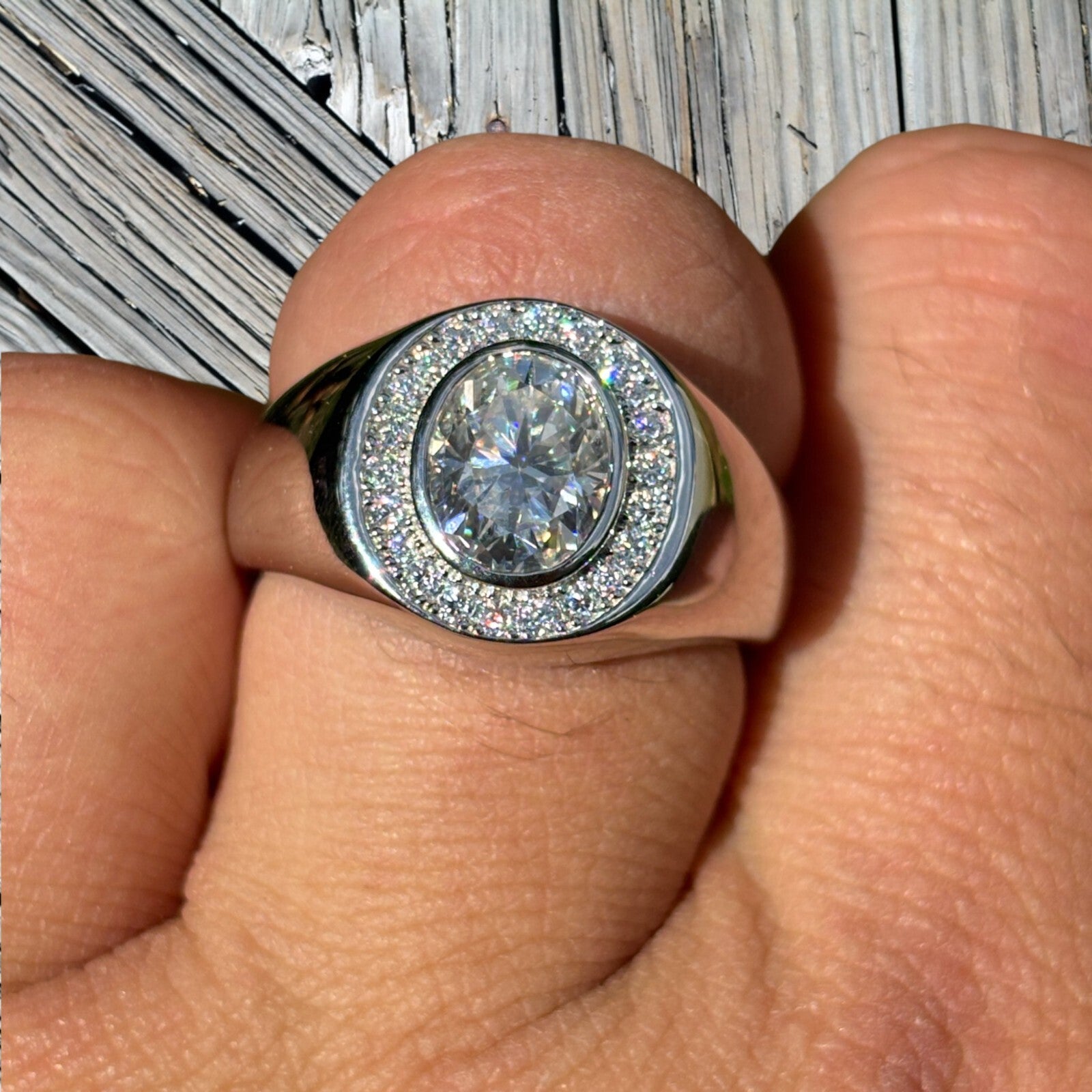 925 Sterling Silver Oval Cut Ring With Moissanite