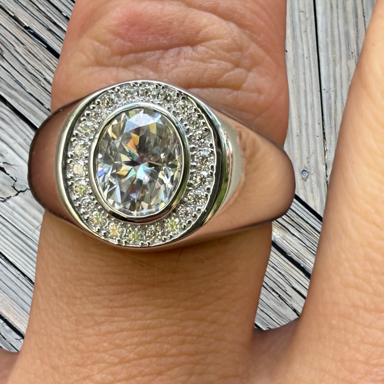 925 Sterling Silver Oval Cut Ring With Moissanite
