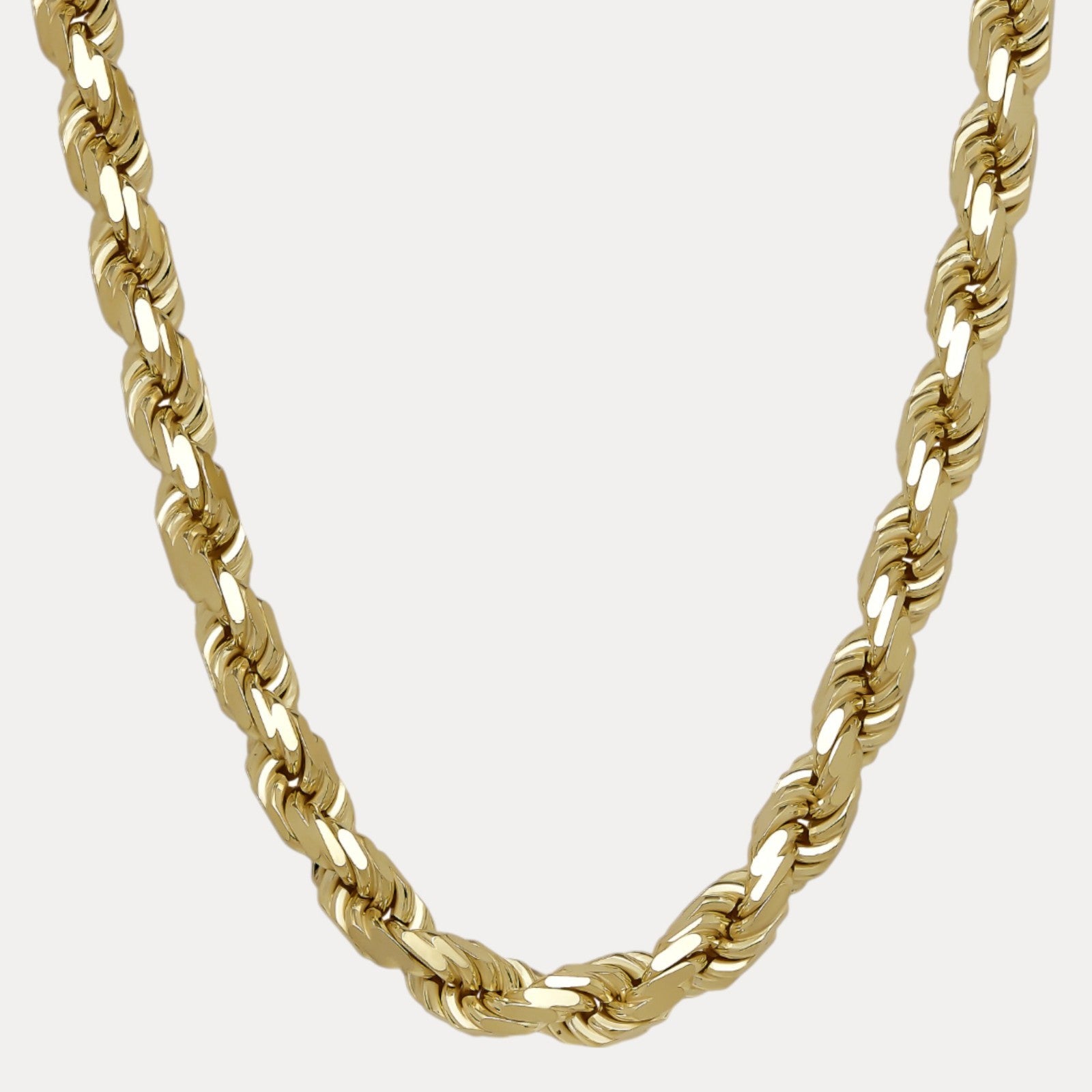 Collar de cadena de cuerda con corte de diamante de 12,5 mm de plata de ley 925