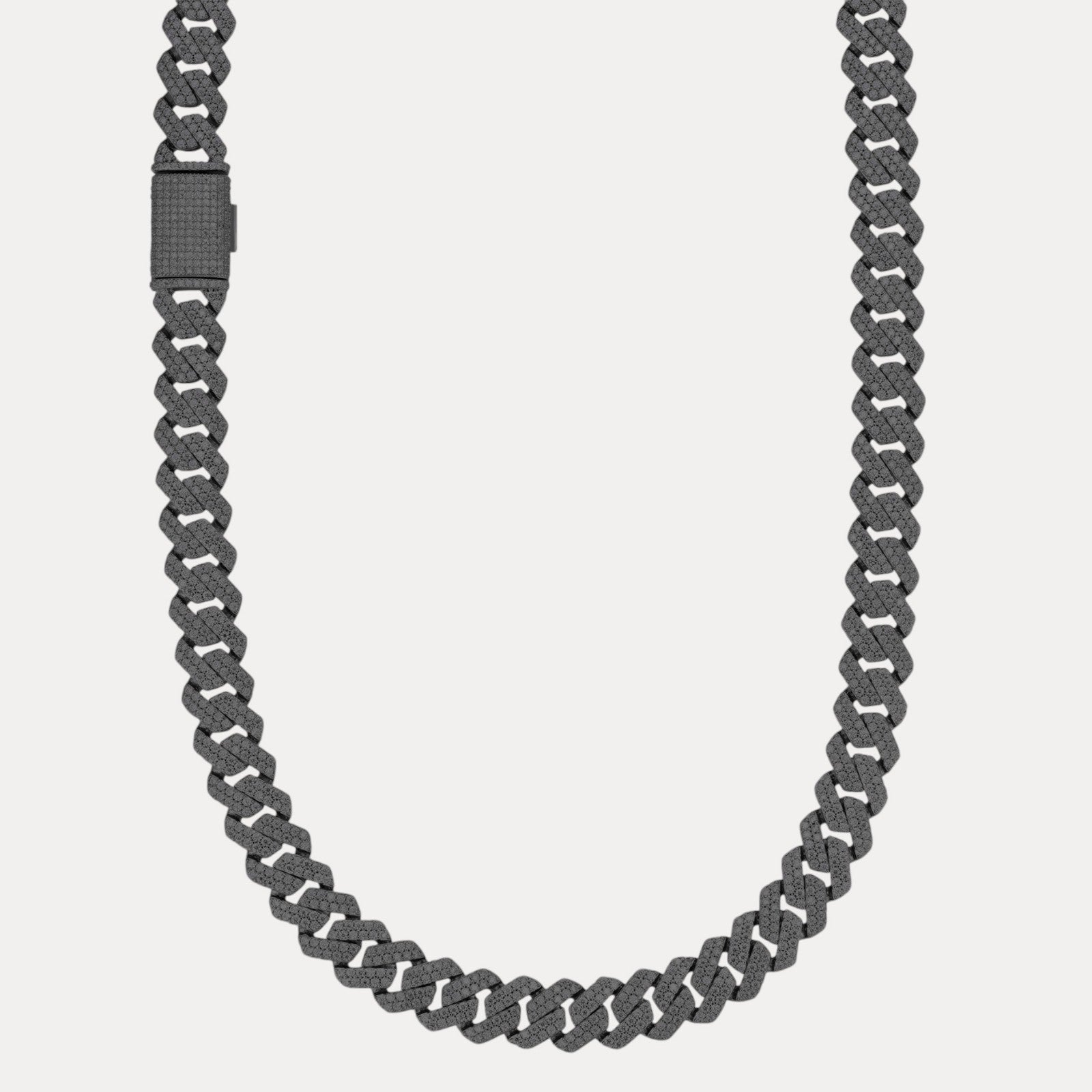 925 Sterling Silver 12mm Moissanite Miami Cuban Prong Chain Necklace