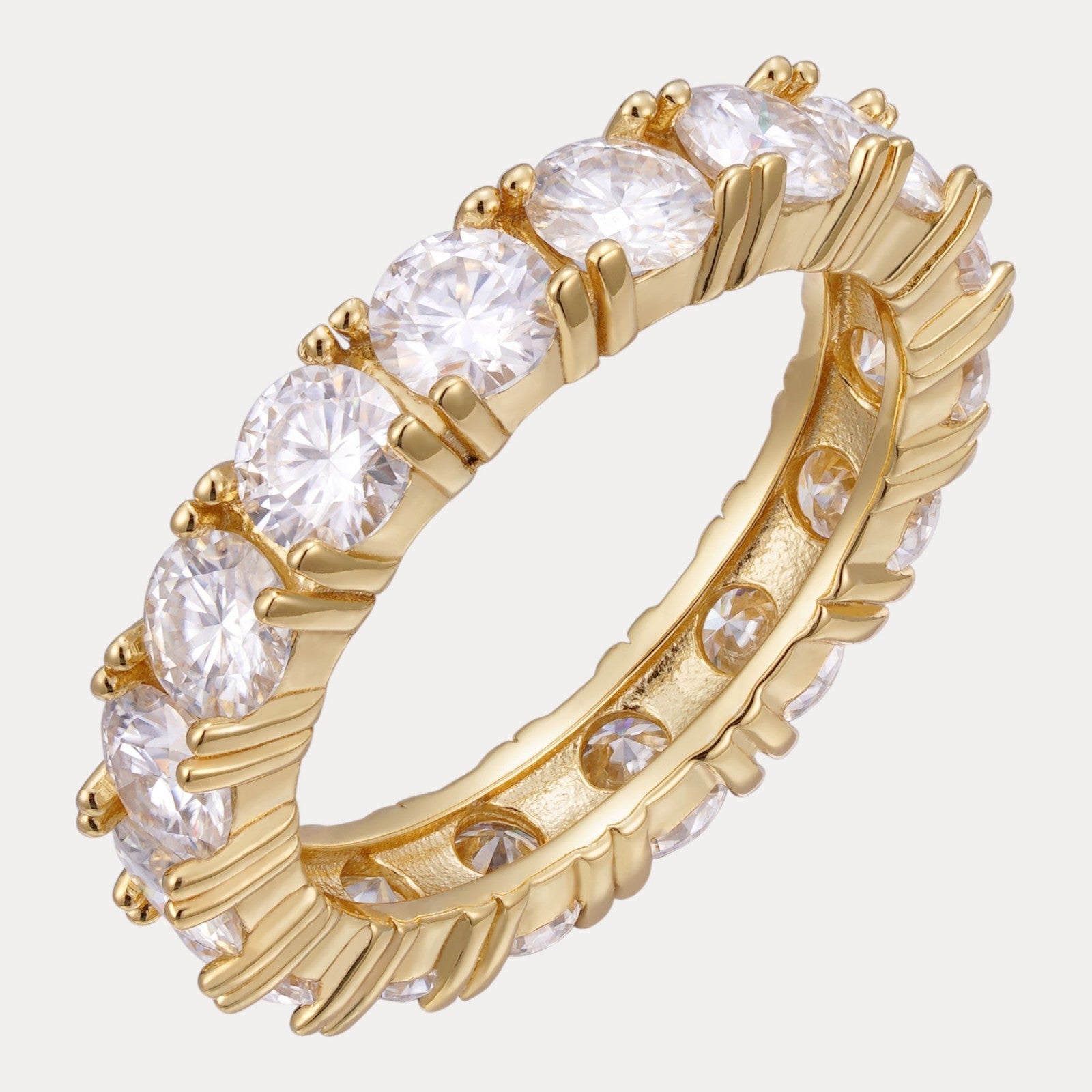 925 Sterling Silver 5mm Moissanite Wedding Band Eternity Ring