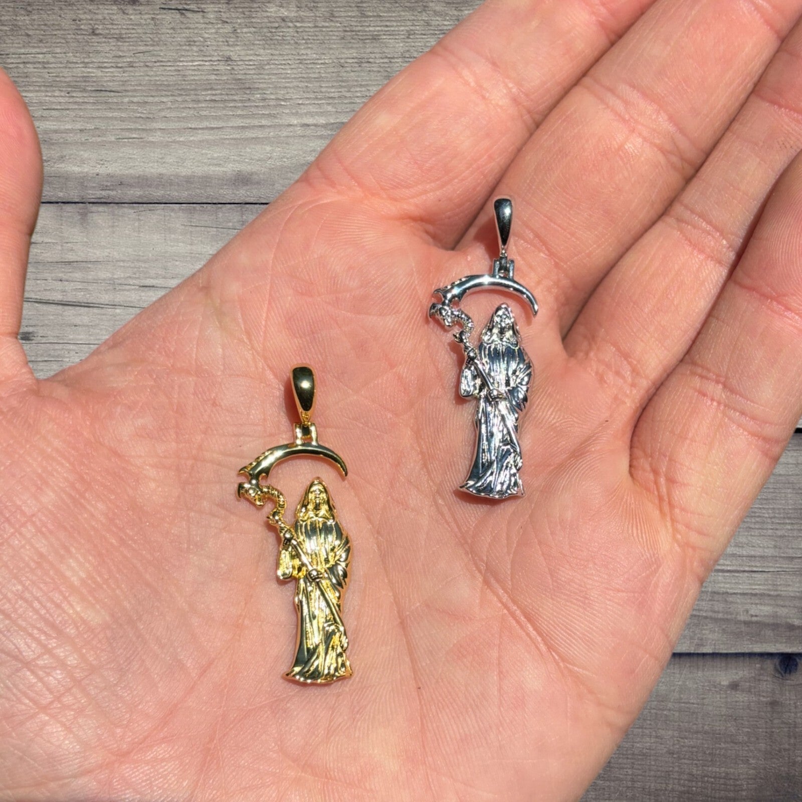 Pendentif Faucheuse en argent sterling 925 Santa Muerte