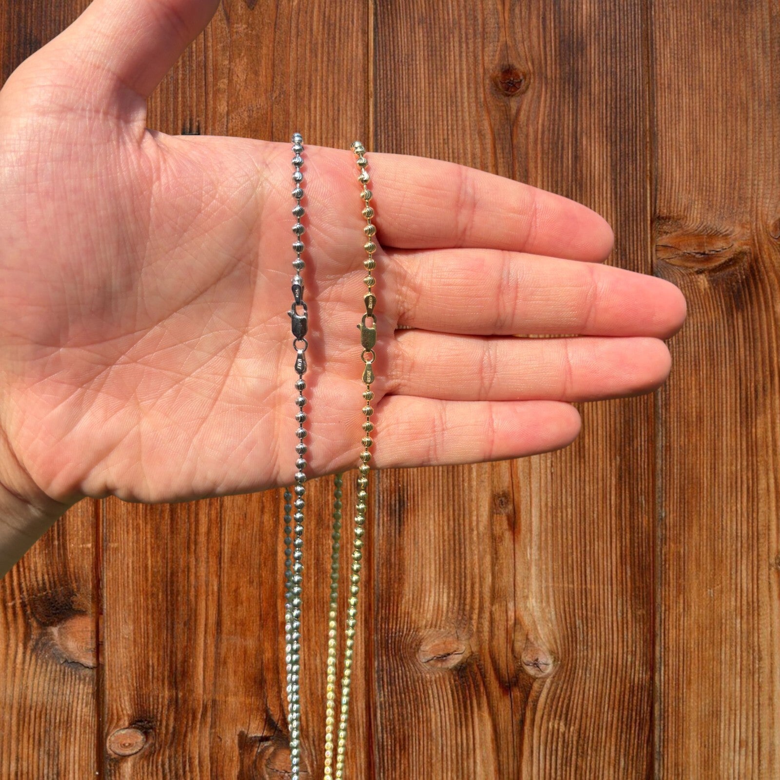 Collar de cadena de cuentas de 3 mm de plata de ley 925