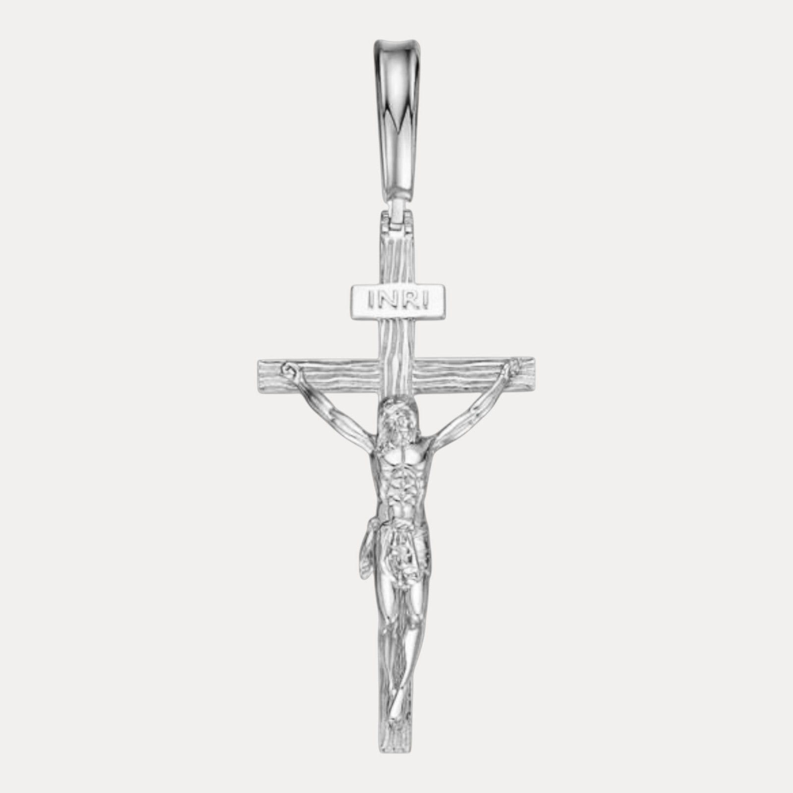 Pendentif Jésus sur croix en bois en argent sterling 925