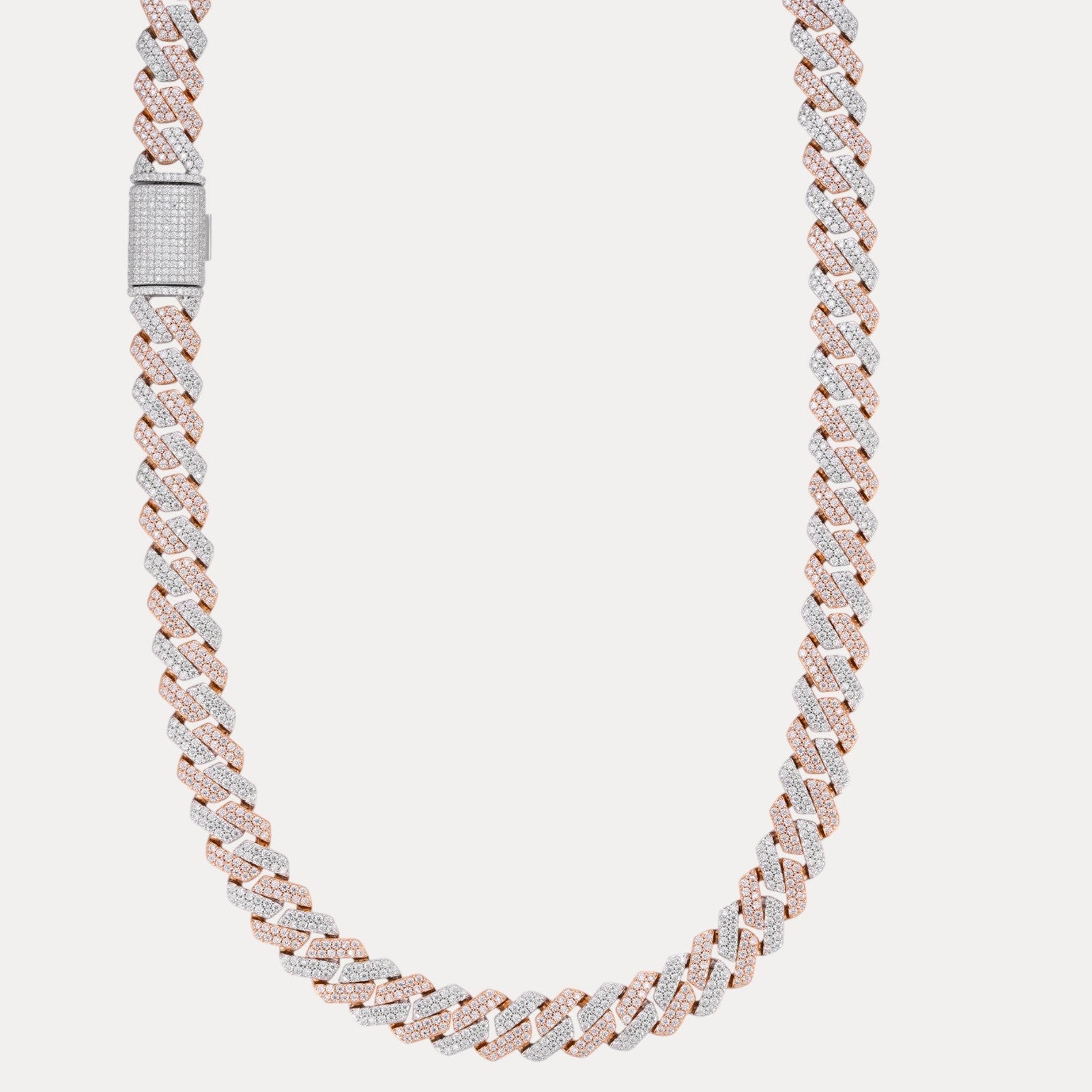 925 Sterling Silver 12mm Moissanite Miami Cuban Prong Chain Necklace